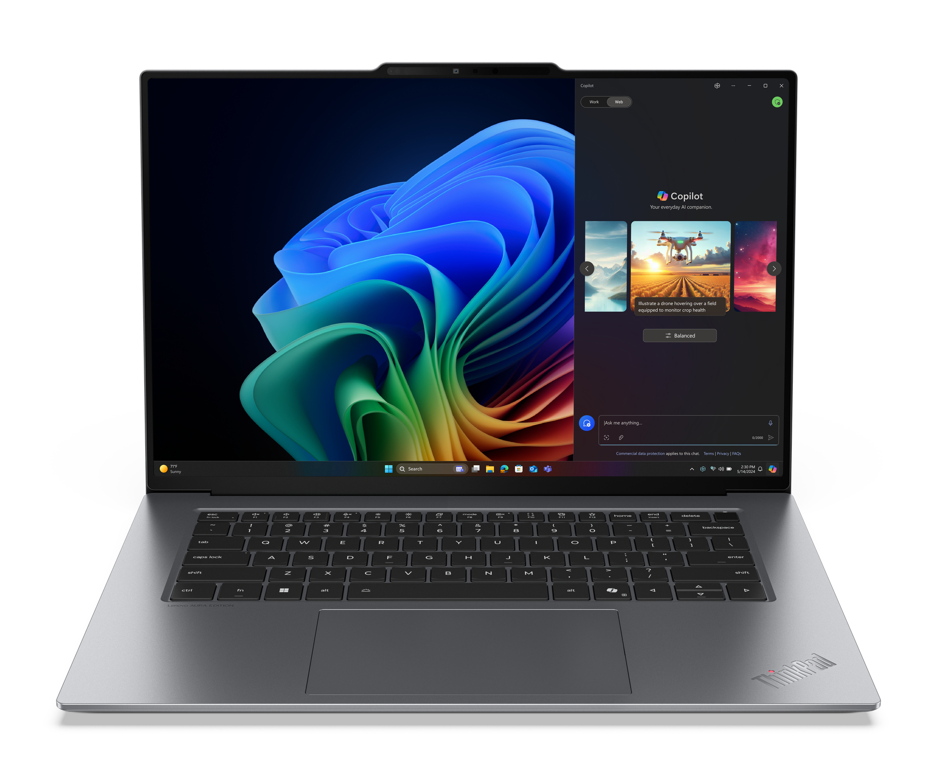 Lenovo ThinkPad X9-15 Gen 1 Copilot+ PC Intel Core Ultra 5 228V Laptop 38,9 cm (15.3") 2.8K 32 GB LPDDR5x-SDRAM 512 GB SSD Wi-Fi 7 (802.11be) Windows 11 Pro Angielski Szary