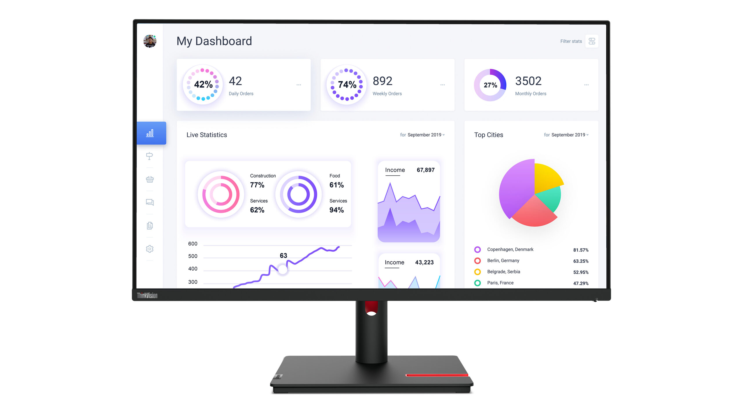 Lenovo ThinkVision T32p-30 monitor komputerowy 80 cm (31.5") 3840 x 2160 px 4K Ultra HD LED Czarny - obrazek 2