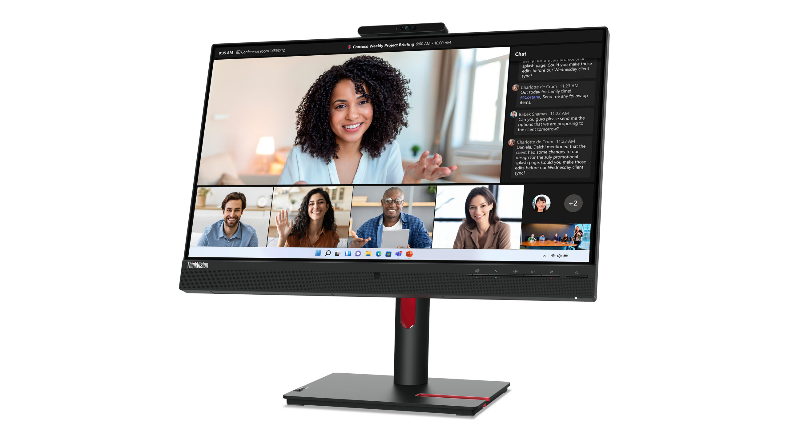 Lenovo ThinkVision T24mv-30 monitor komputerowy 60,5 cm (23.8") 1920 x 1080 px Full HD LED Czarny - obrazek 3