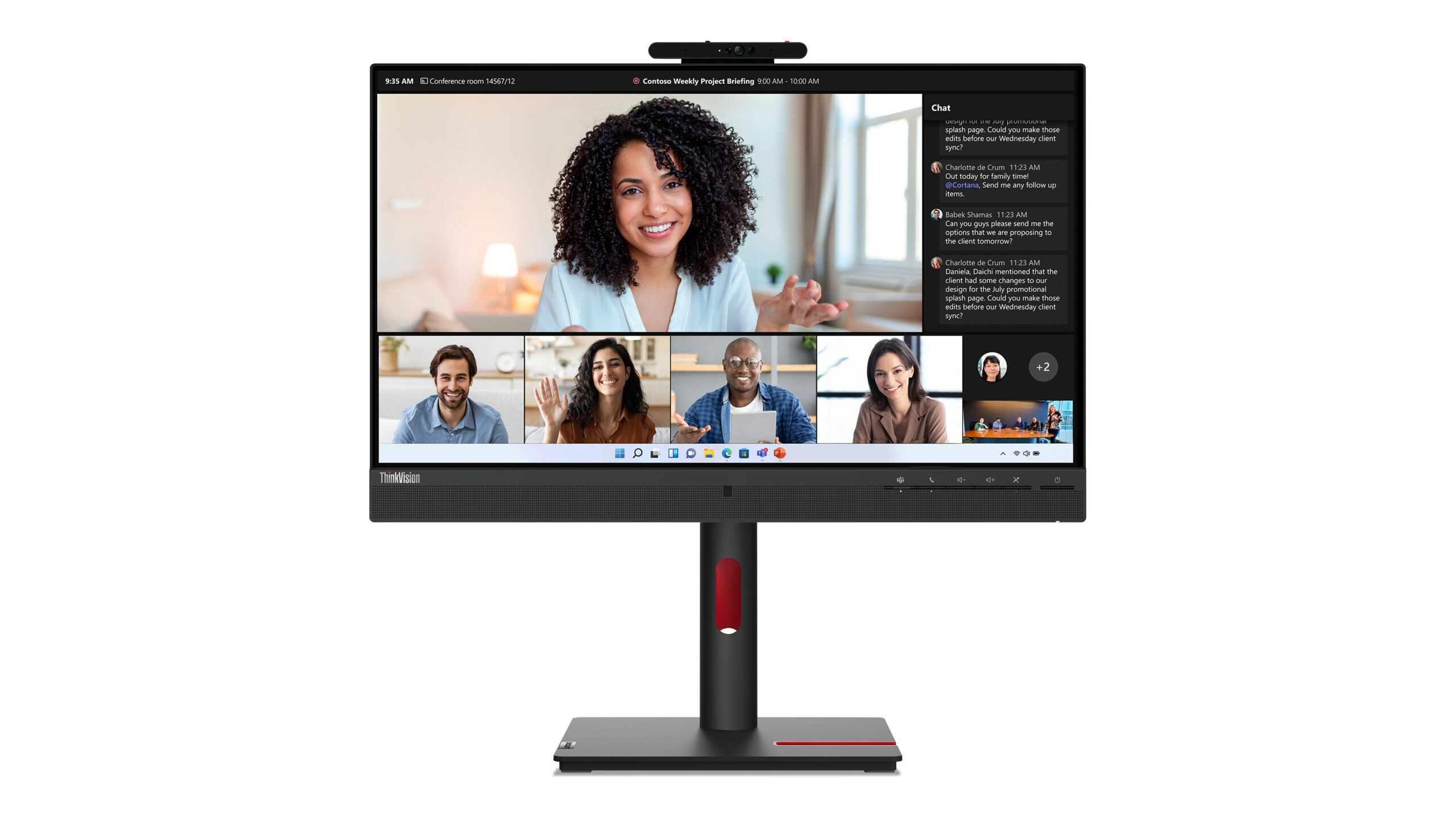 Lenovo ThinkVision T24mv-30 monitor komputerowy 60,5 cm (23.8") 1920 x 1080 px Full HD LED Czarny - obrazek 2