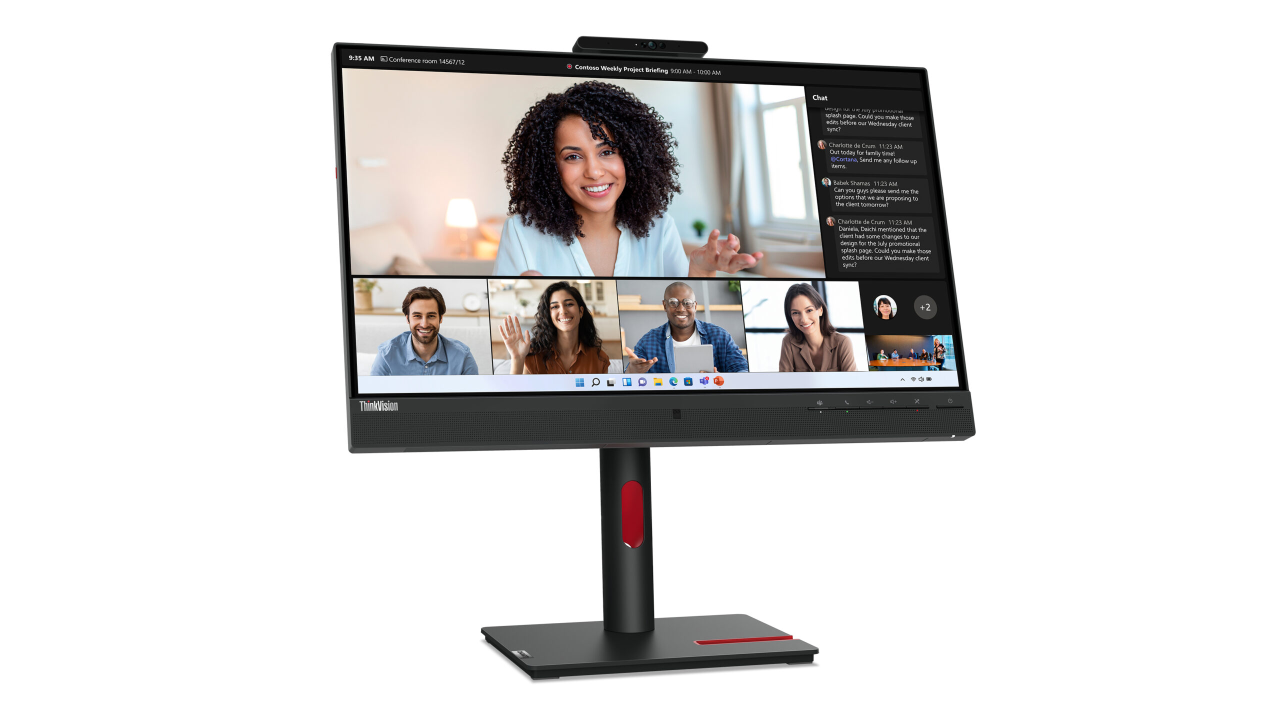 Lenovo ThinkVision T24mv-30 monitor komputerowy 60,5 cm (23.8") 1920 x 1080 px Full HD LED Czarny - obrazek 4