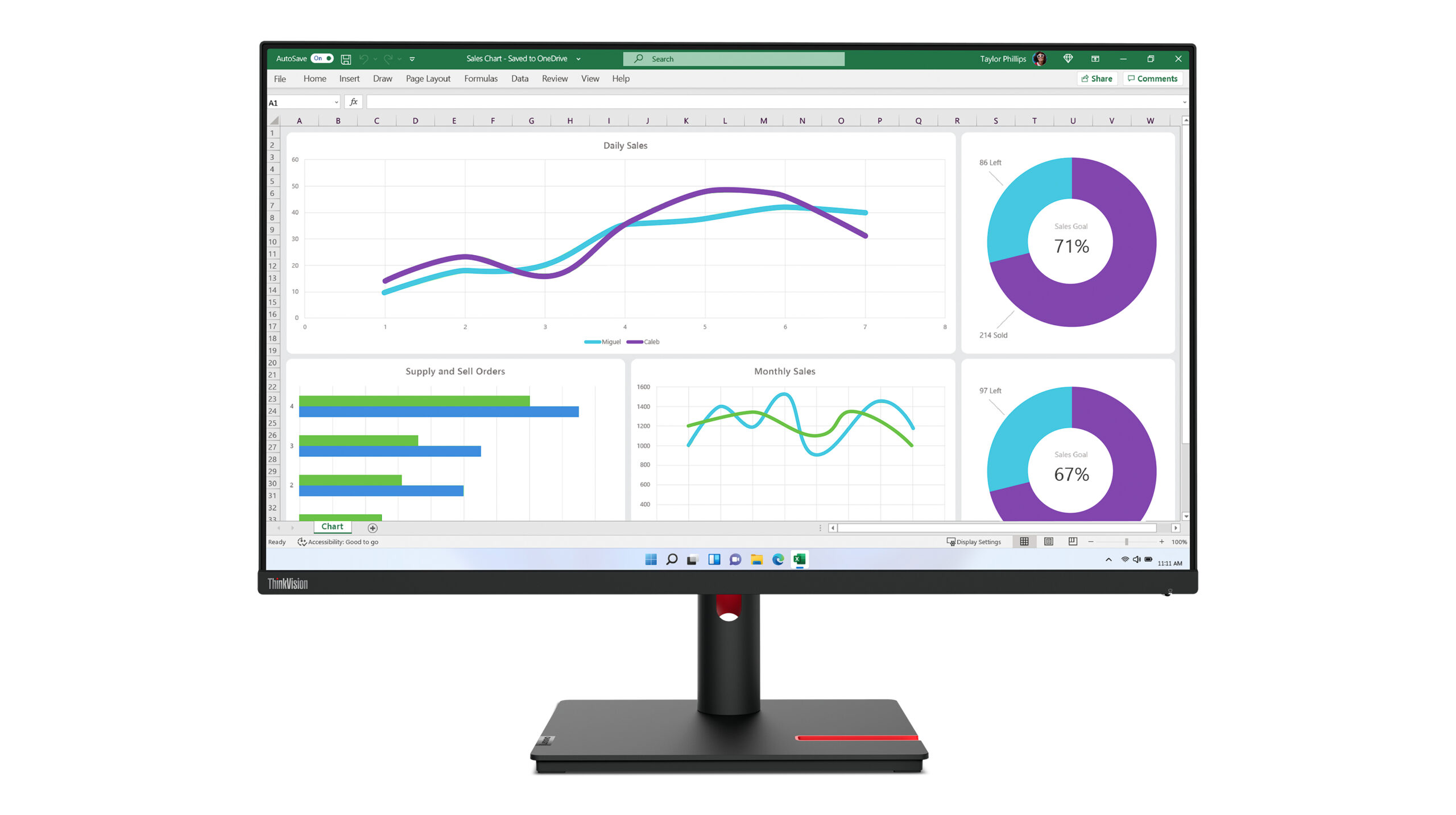 Lenovo ThinkVision T32h-30 monitor komputerowy 80 cm (31.5") 2560 x 1440 px Quad HD LED Czarny - obrazek 5