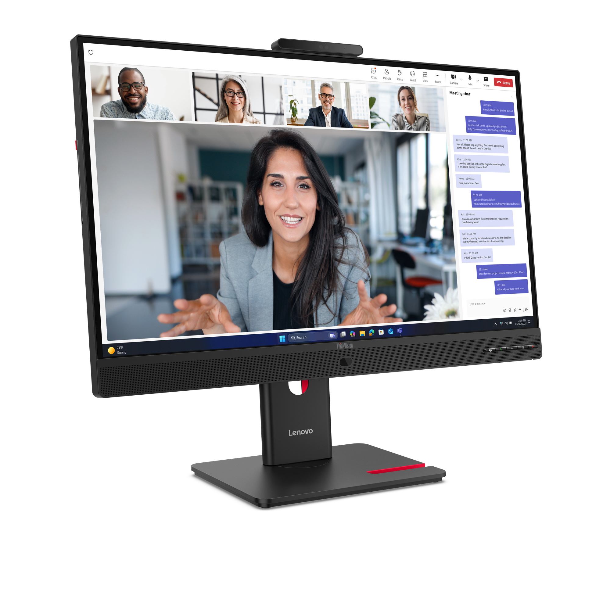 Lenovo ThinkVision T24-4v monitor komputerowy 60,5 cm (23.8") 1920 x 1080 px Full HD LCD Czarny - obrazek 2