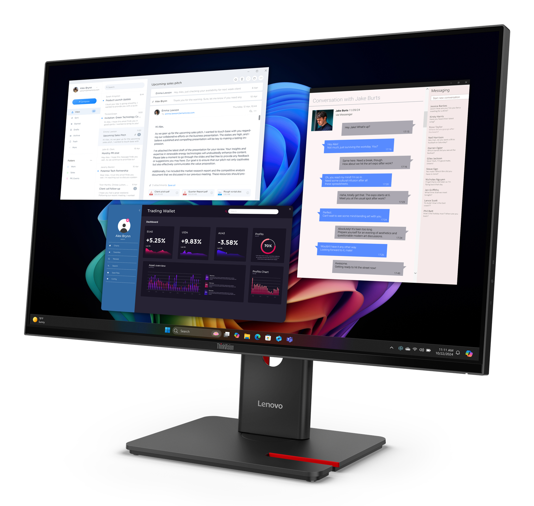 Lenovo ThinkVision T27UD-40 monitor komputerowy 68,6 cm (27") 3840 x 2160 px 4K Ultra HD LCD Czarny - obrazek 2