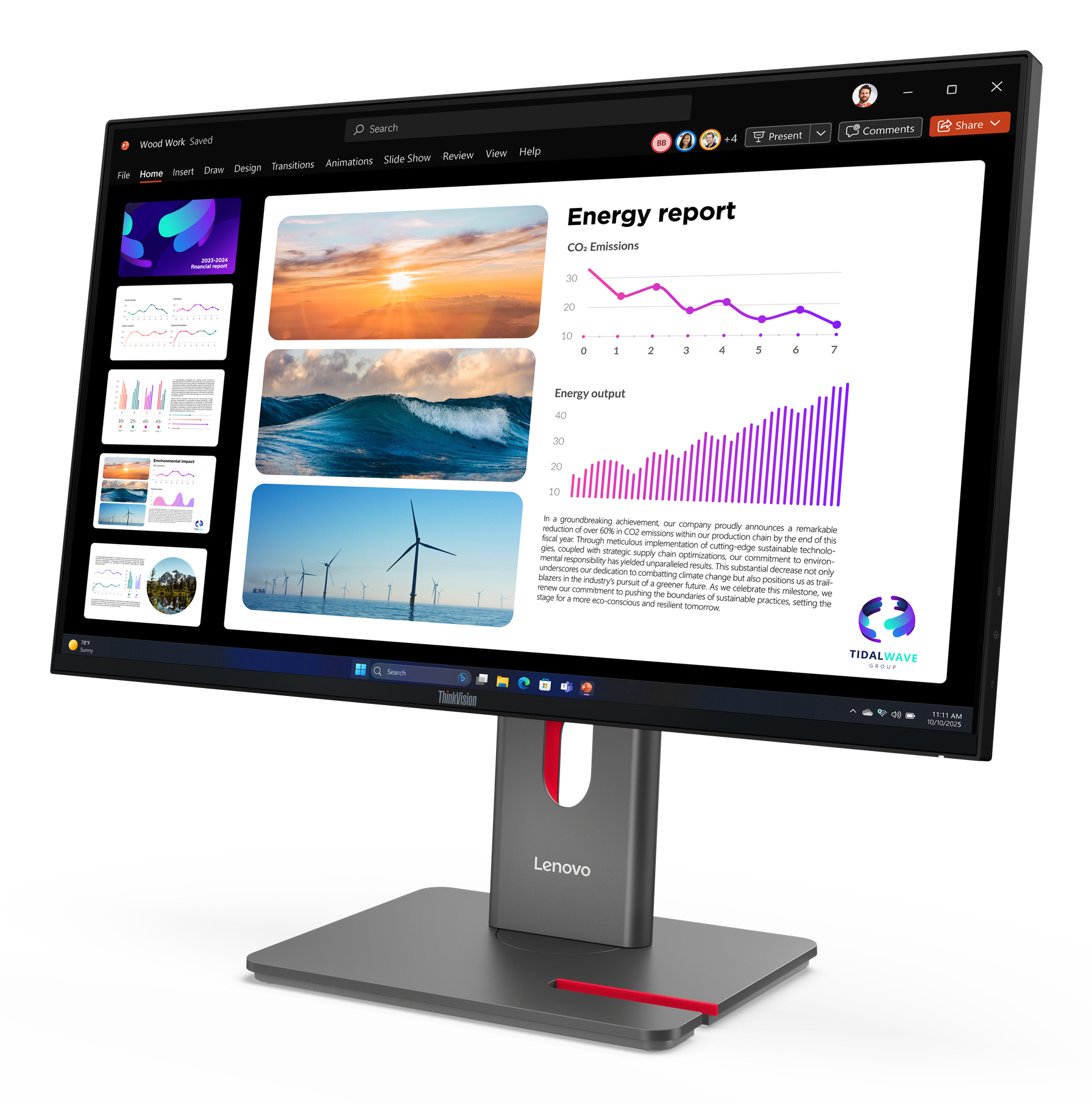 Lenovo ThinkVision P24Q-40 monitor komputerowy 60,5 cm (23.8") 2560 x 1440 px Quad HD LCD Czarny - obrazek 3