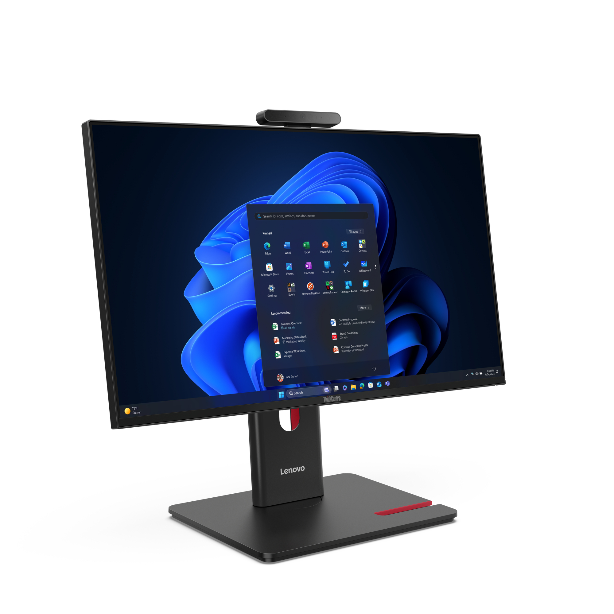 Lenovo ThinkCentre M70a Gen 6 Intel Core Ultra 5 235T 60,5 cm (23.8") 1920 x 1080 px All-in-One PC 16 GB DDR5-SDRAM 512 GB SSD Windows 11 Pro Wi-Fi 6E (802.11ax) Czarny - obrazek 3