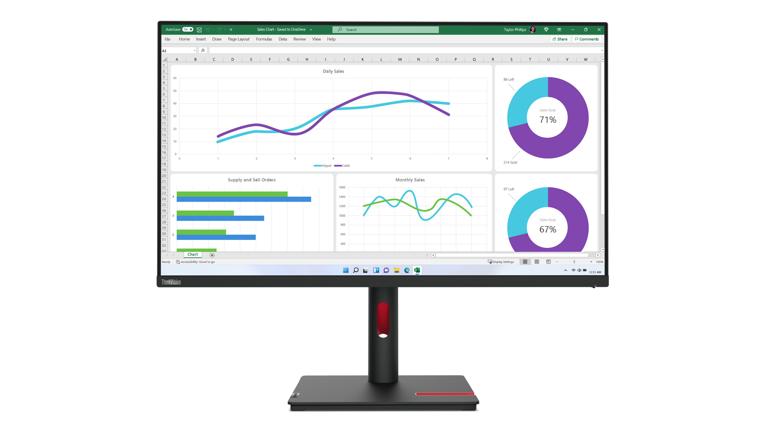 Lenovo ThinkVision T32h-30 monitor komputerowy 80 cm (31.5") 2560 x 1440 px Quad HD LED Czarny