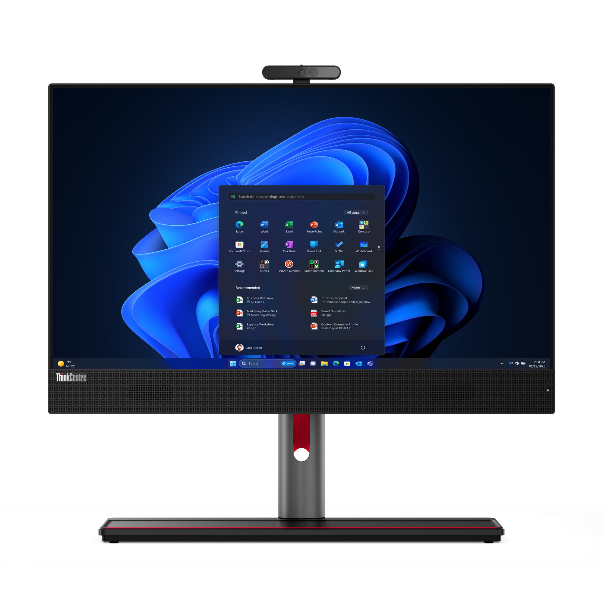 Lenovo ThinkCentre M90a Gen 5 Intel® Core™ i7 i7-14700 60,5 cm (23.8") 1920 x 1080 px Ekran dotykowy All-in-One PC 16 GB DDR5-SDRAM 1 TB SSD Windows 11 Pro Wi-Fi 6E (802.11ax) Czarny