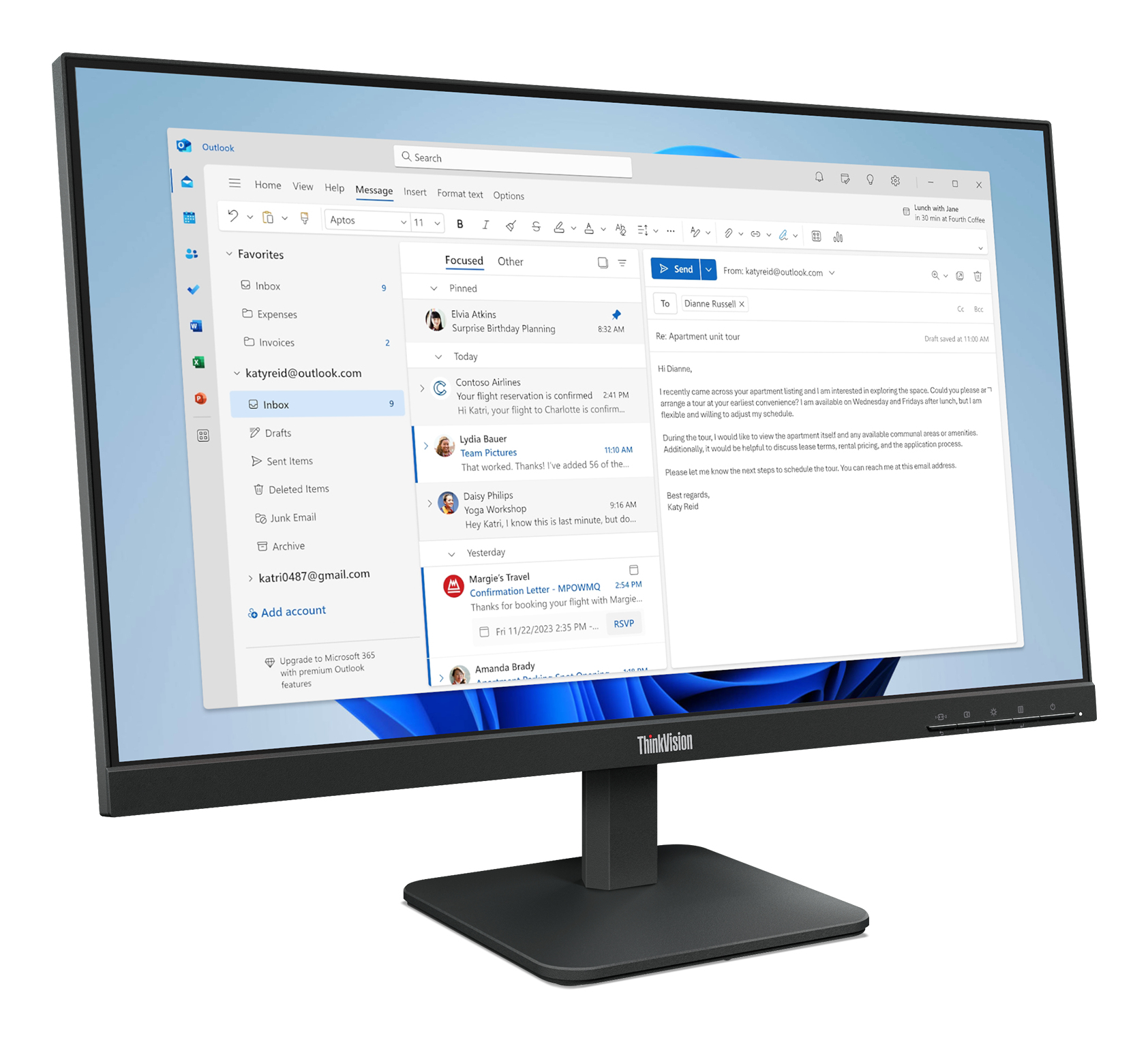 Lenovo ThinkVision S24-4e monitor komputerowy 60,5 cm (23.8") 1920 x 1080 px Full HD LED Czarny - obrazek 3