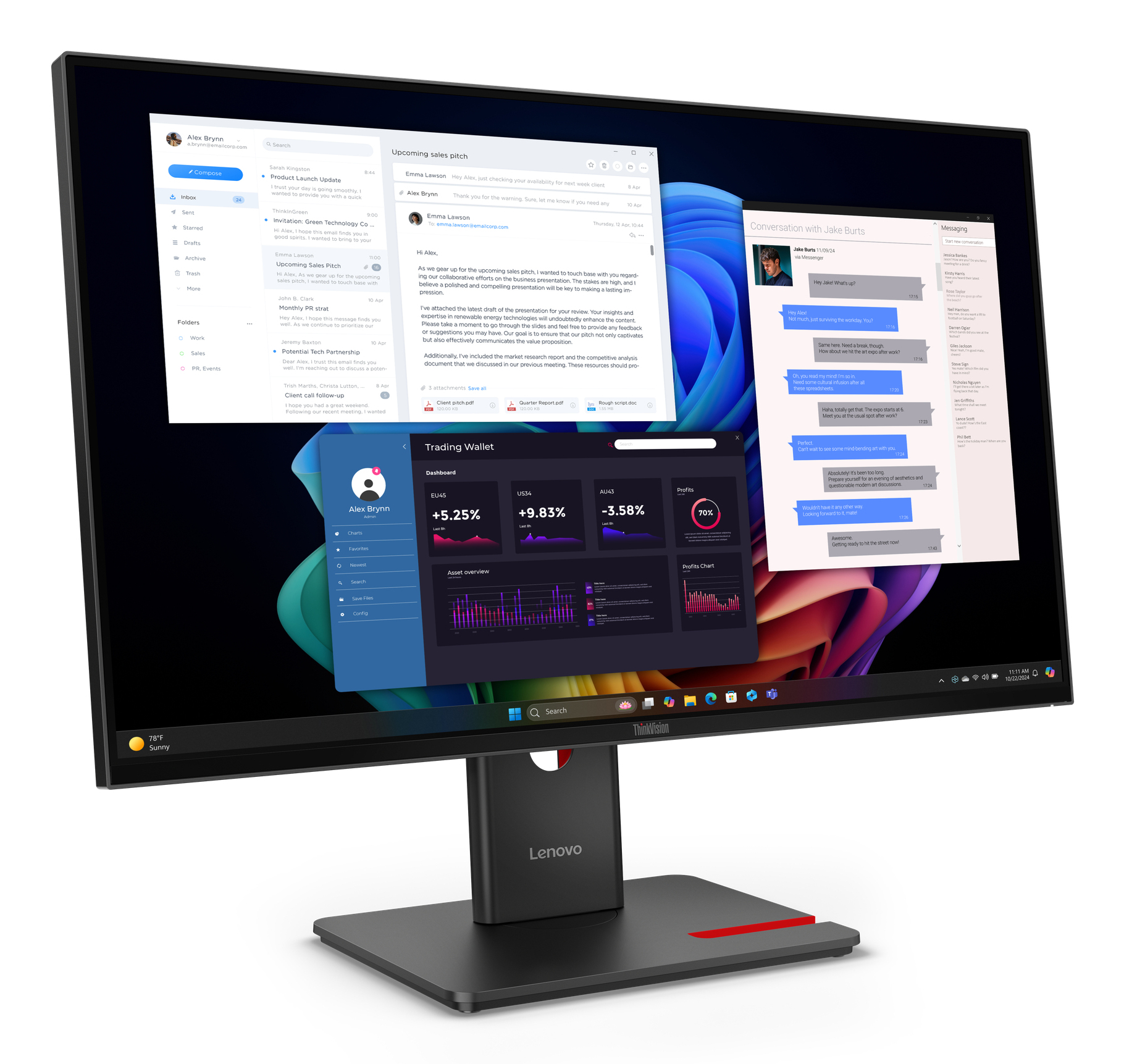 Lenovo ThinkVision T27UD-40 monitor komputerowy 68,6 cm (27") 3840 x 2160 px 4K Ultra HD LCD Czarny - obrazek 4