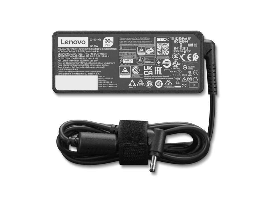 Lenovo 4X21K07722 adapter zasilający/ inwentor Wewnętrzna 65 W Czarny