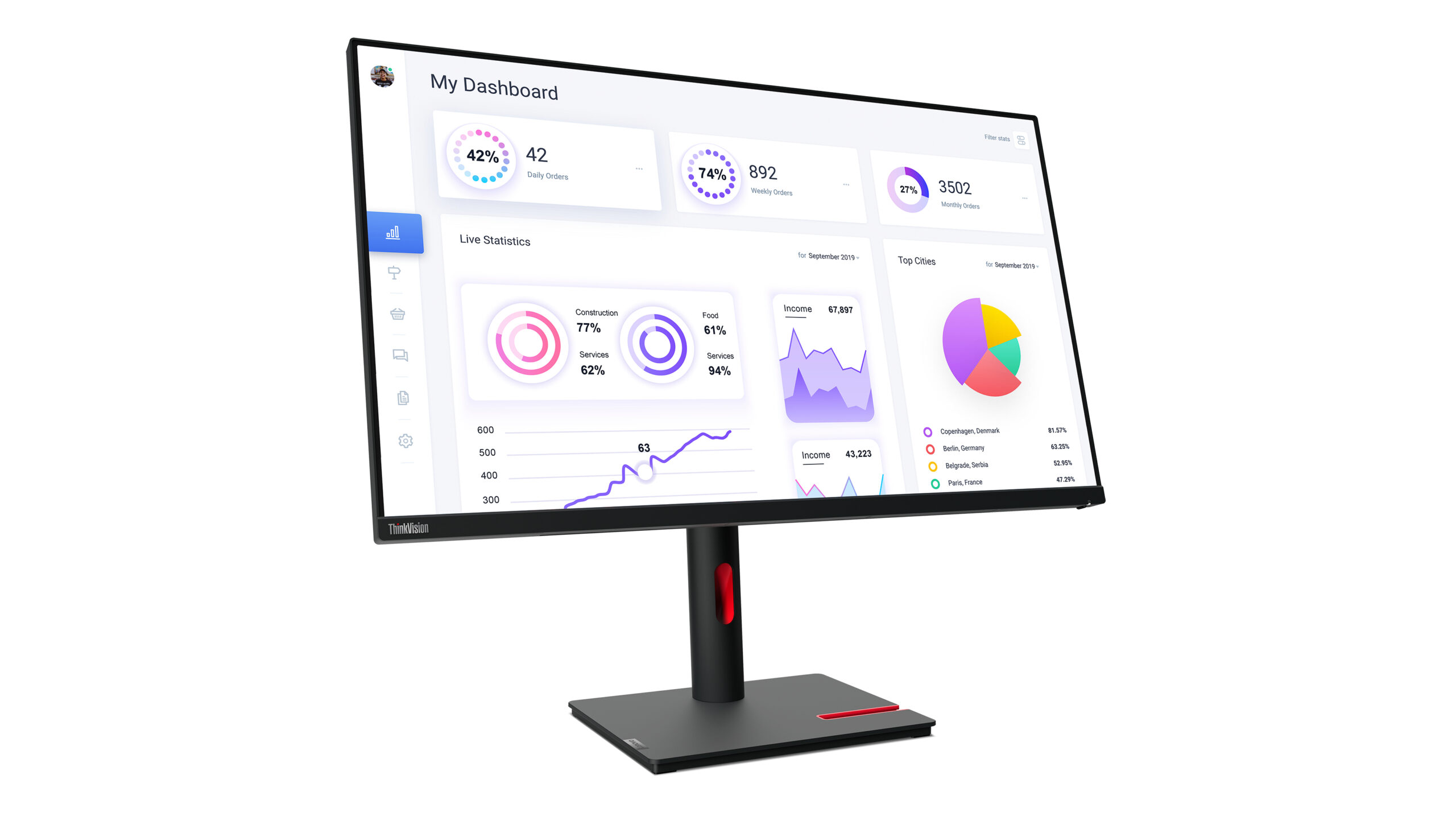 Lenovo ThinkVision T32p-30 monitor komputerowy 80 cm (31.5") 3840 x 2160 px 4K Ultra HD LED Czarny - obrazek 3