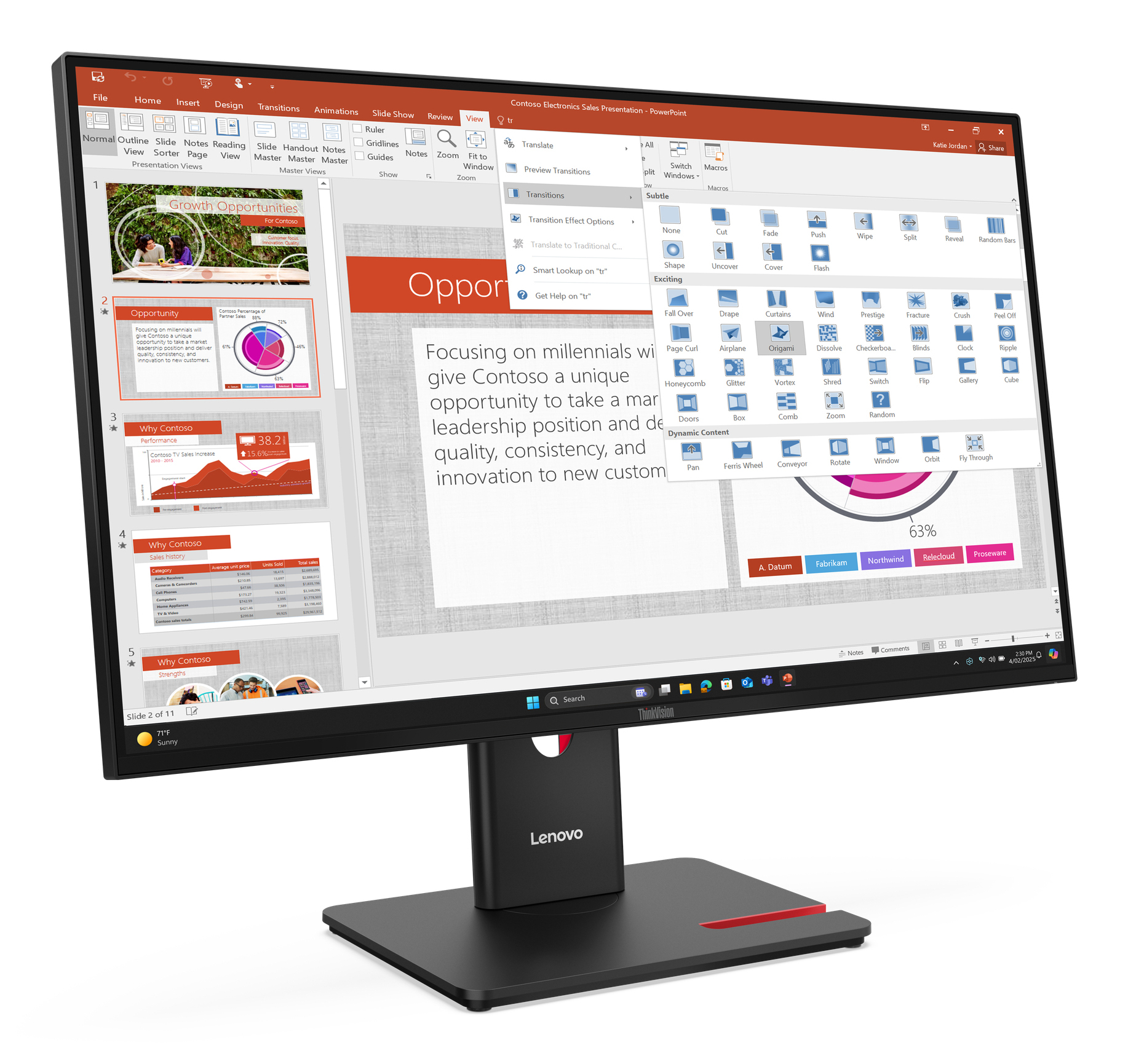 Lenovo ThinkVision T27-40 monitor komputerowy 68,6 cm (27") 1920 x 1080 px Full HD LED Czarny - obrazek 4