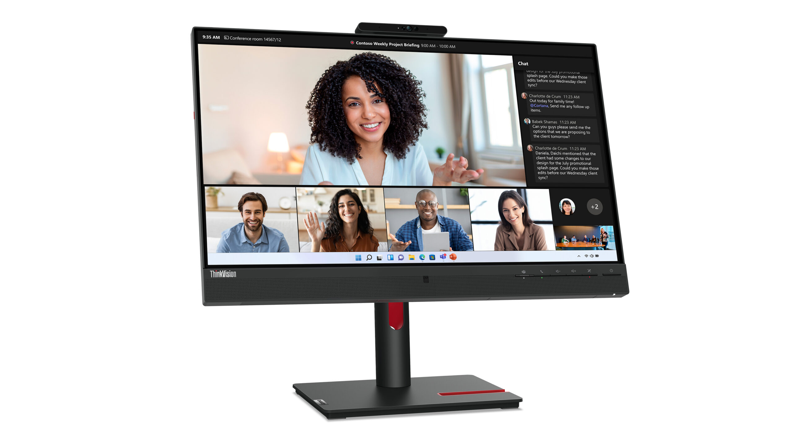 Lenovo ThinkVision T24mv-30 monitor komputerowy 60,5 cm (23.8") 1920 x 1080 px Full HD LED Czarny - obrazek 5