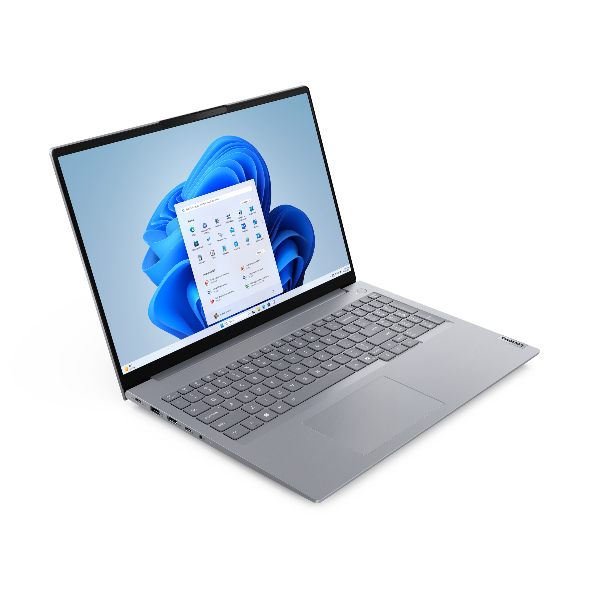 Lenovo ThinkBook 16 G8 IRL Intel Core 7 240H Laptop 40,6 cm (16") WUXGA 16 GB DDR5-SDRAM 512 GB SSD Wi-Fi 6E (802.11ax) Windows 11 Pro Angielski Szary - obrazek 2