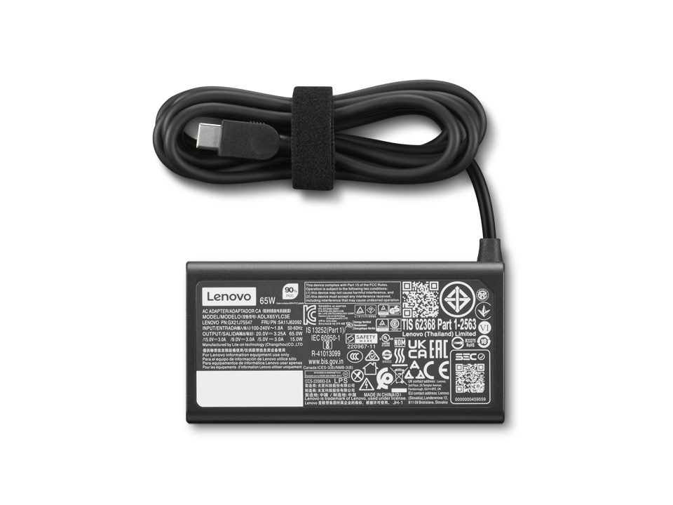 Lenovo 4X21S91187 adapter zasilający/ inwentor Wewnętrzna 65 W Czarny - obrazek 2