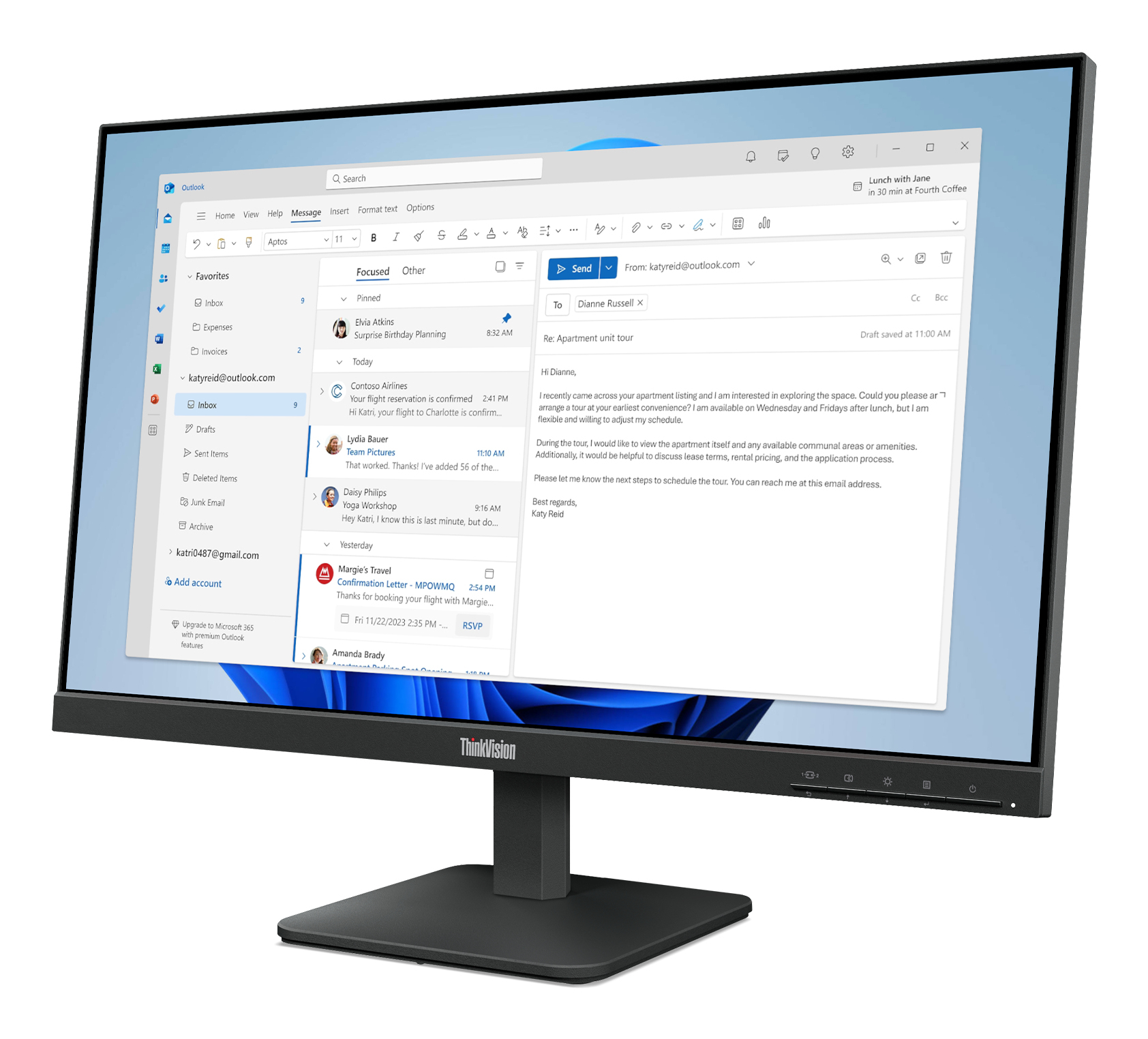 Lenovo ThinkVision S24-4e monitor komputerowy 60,5 cm (23.8") 1920 x 1080 px Full HD LED Czarny - obrazek 2