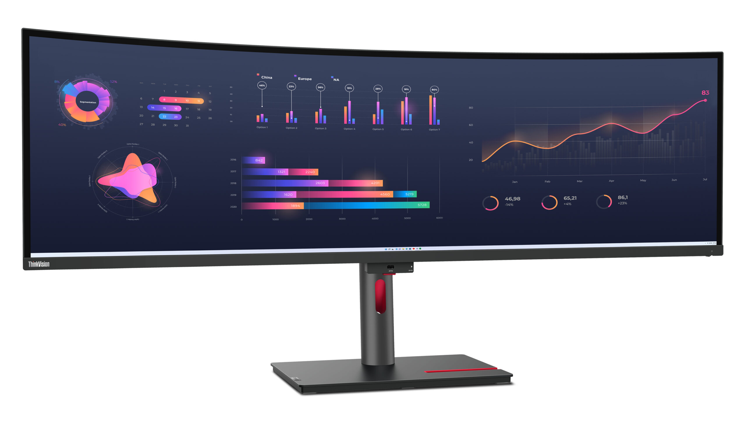 Lenovo ThinkVision P49w-30 monitor komputerowy 124,5 cm (49") 5120 x 1440 px Dual WQHD LED Czarny - obrazek 5