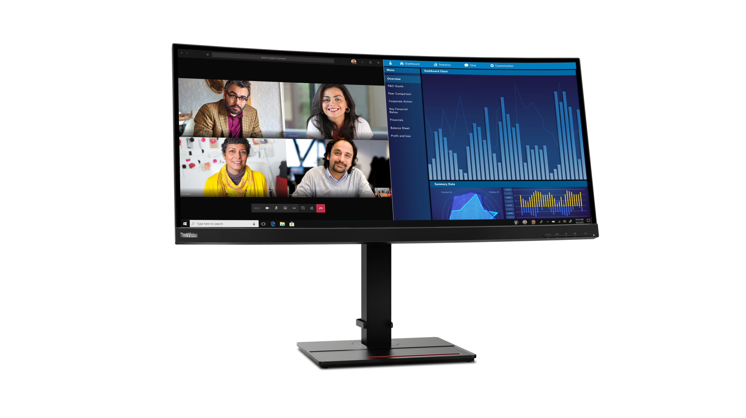 Lenovo ThinkVision P34w-20 monitor komputerowy 86,7 cm (34.1") 3440 x 1440 px Wide Quad HD LED Czarny - obrazek 3