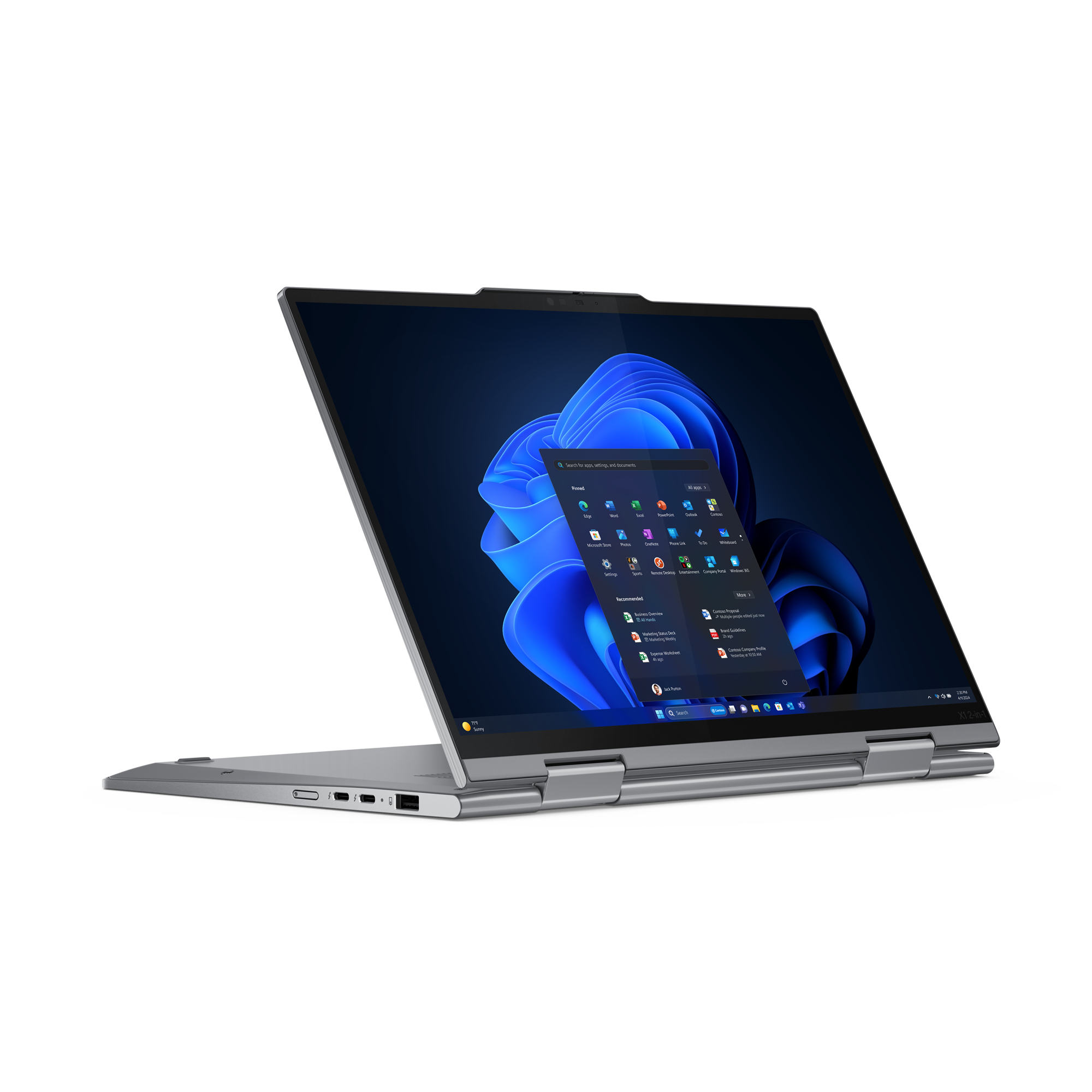 Lenovo ThinkPad X1 2-in-1 Gen 9 Intel Core Ultra 7 155U Hybryda (2w1) 35,6 cm (14") Ekran dotykowy WUXGA 16 GB LPDDR5x-SDRAM 1 TB SSD Wi-Fi 6E (802.11ax) Windows 11 Pro Angielski Szary - obrazek 2