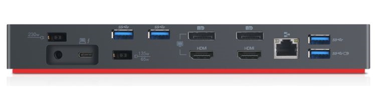 Lenovo 40AN0135EU stacja dokująca Przewodowa Thunderbolt 3 Czarny, Czerwony - obrazek 4