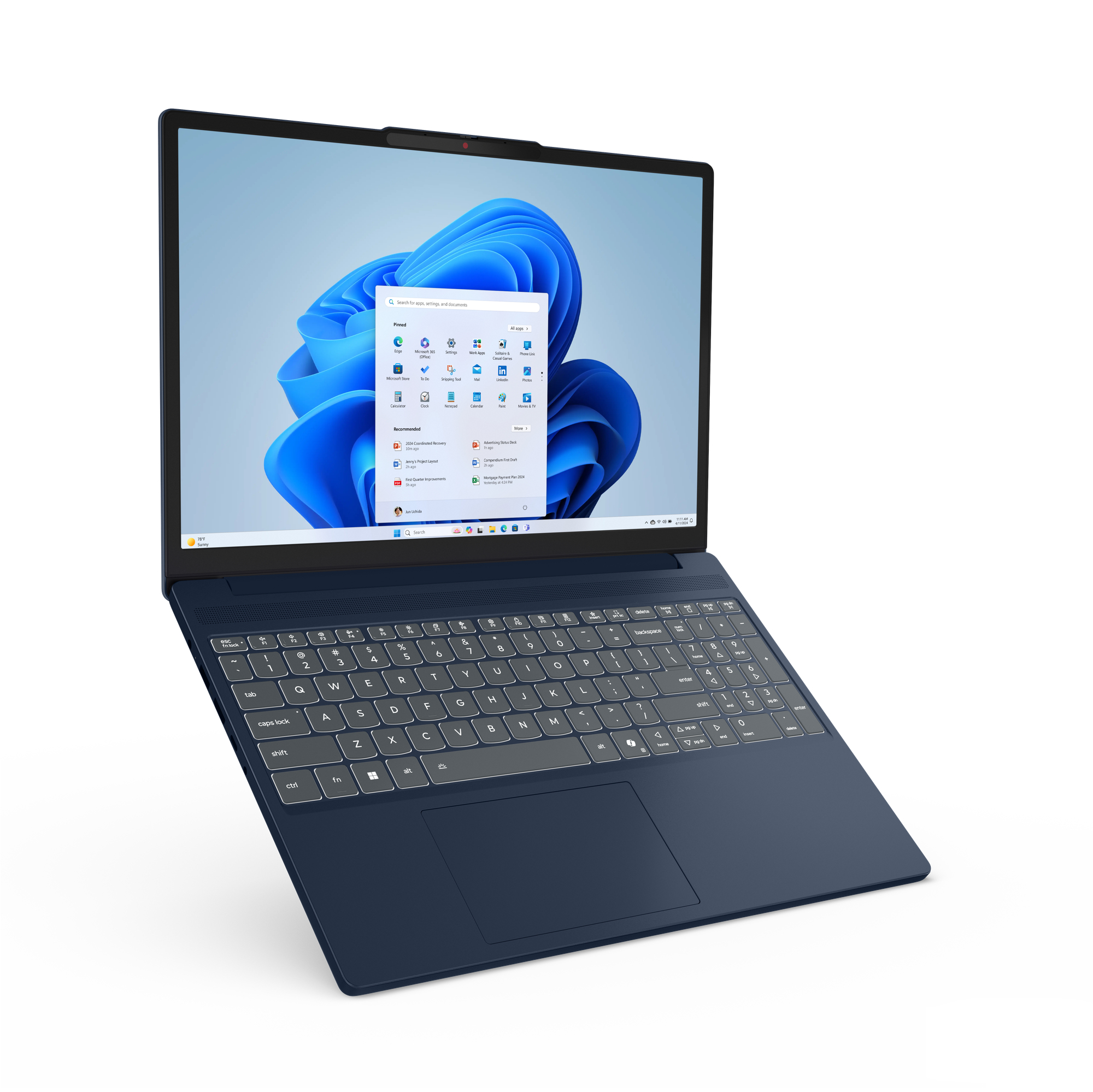 Lenovo IdeaPad Slim 3 15AHP10 AMD Ryzen™ 7 8840HS Laptop 38,9 cm (15.3") WUXGA 16 GB DDR5-SDRAM 512 GB SSD Wi-Fi 6 (802.11ax) Niebieski - obrazek 2