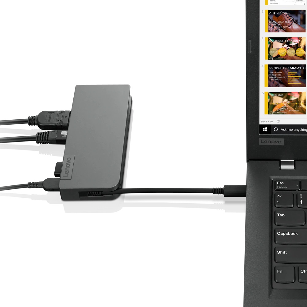 Lenovo 4X90S92381 stacja dokująca Przewodowa USB 3.2 Gen 1 (3.1 Gen 1) Type-C Szary - obrazek 4