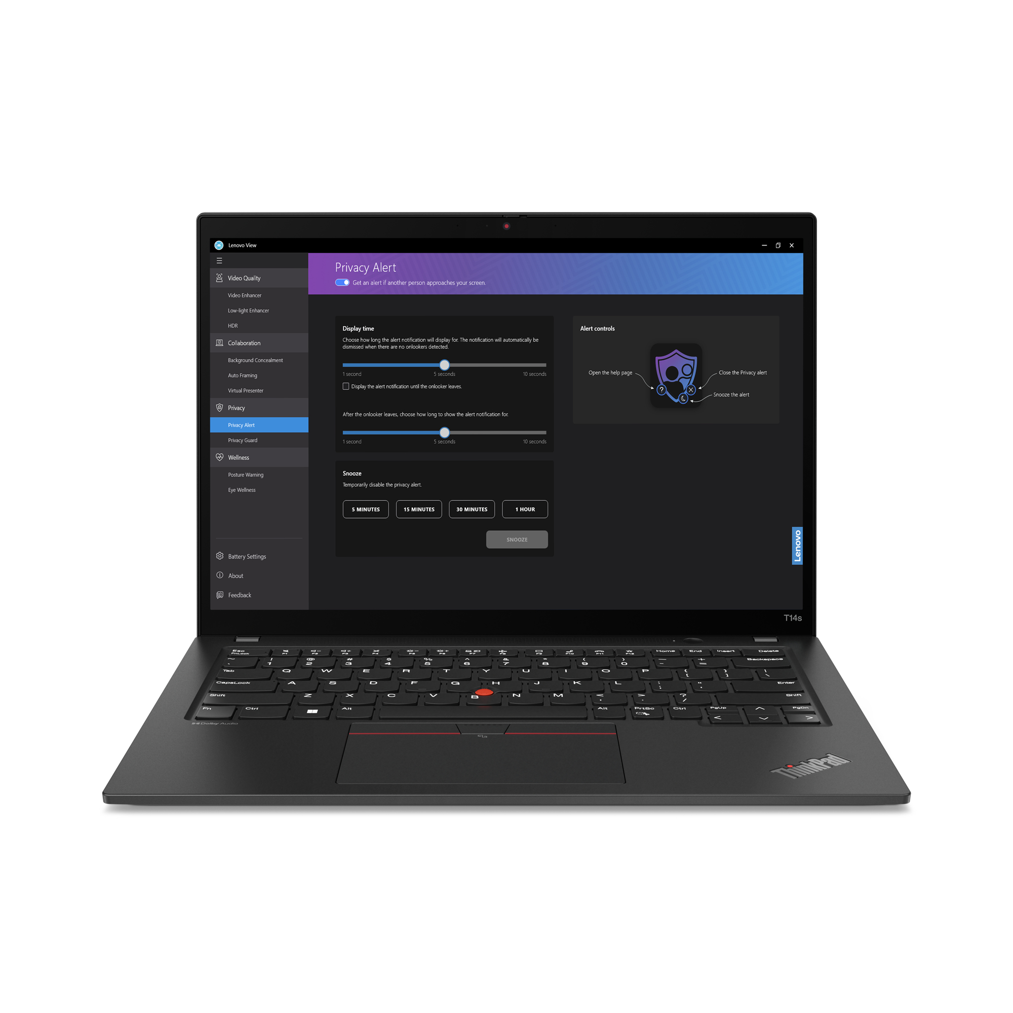 Lenovo ThinkPad T14s Gen 4 (AMD) AMD Ryzen™ 7 PRO 7840U Laptop 35,6 cm (14") WUXGA 32 GB LPDDR5x-SDRAM 1 TB SSD Wi-Fi 6E (802.11ax) Windows 11 Pro Angielski Czarny - obrazek 3
