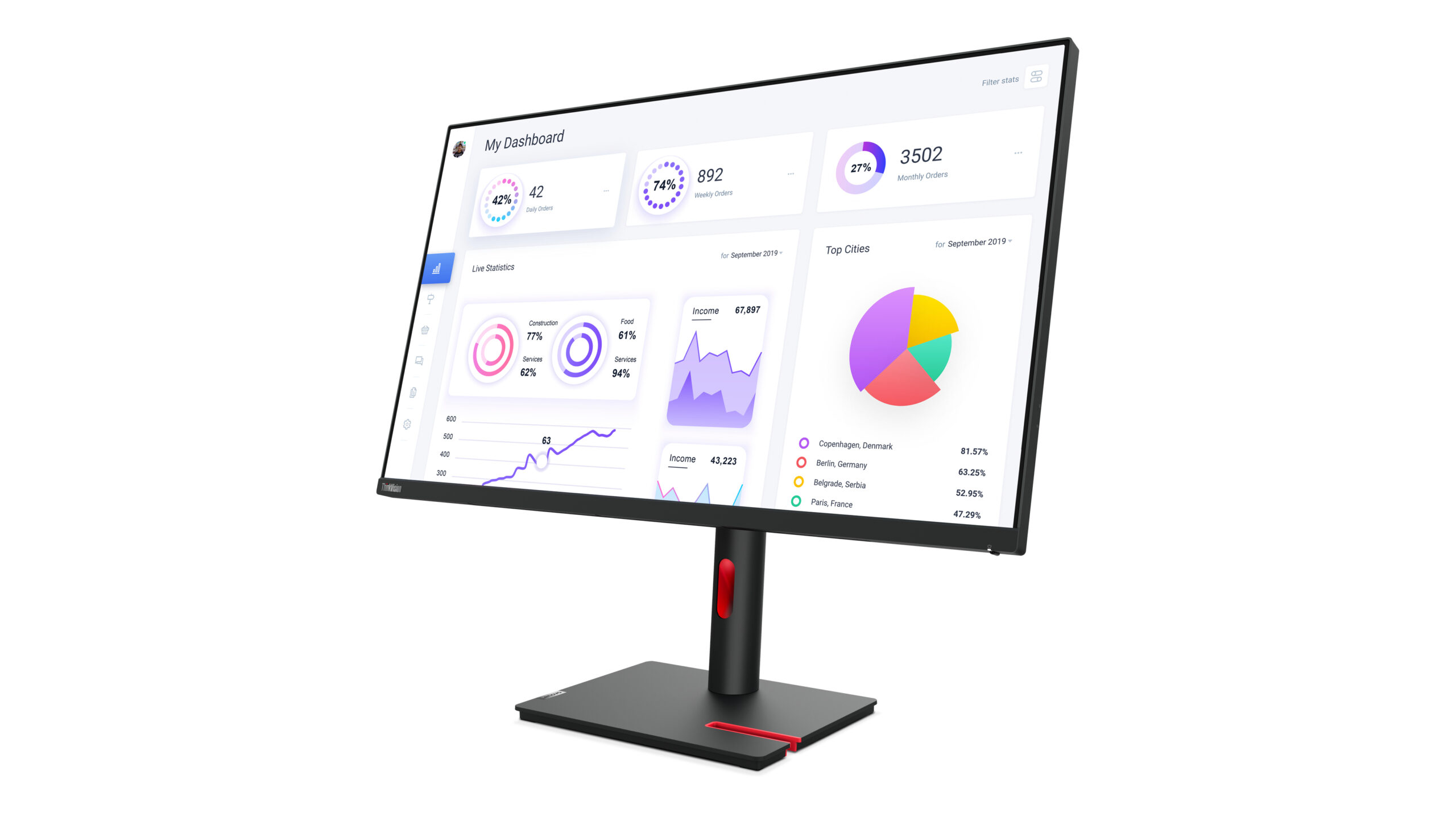 Lenovo ThinkVision T32p-30 monitor komputerowy 80 cm (31.5") 3840 x 2160 px 4K Ultra HD LED Czarny - obrazek 4