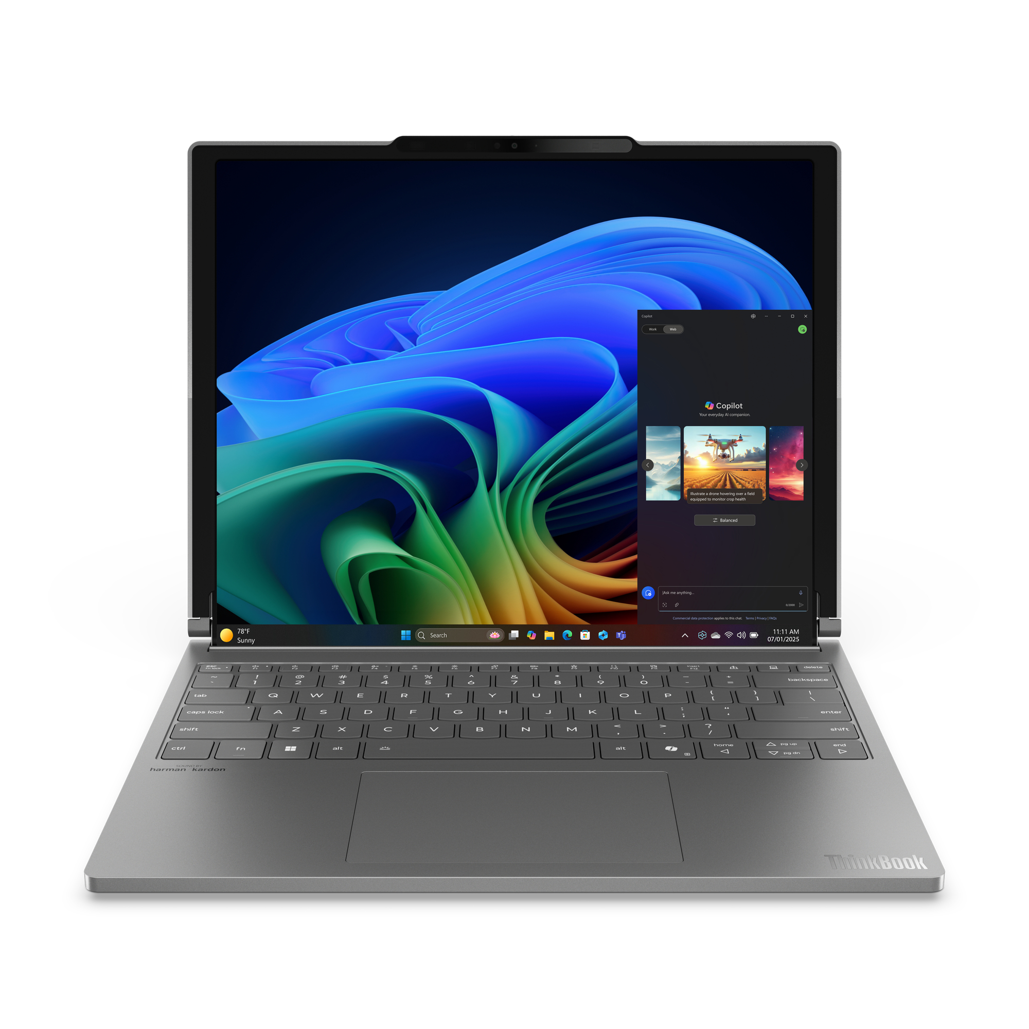 Lenovo ThinkBook Plus G6 Rollable Copilot+ PC Intel Core Ultra 7 258V Laptop 42,4 cm (16.7") 32 GB LPDDR5x-SDRAM 1 TB SSD Wi-Fi 7 (802.11be) Windows 11 Pro Francuski Szary