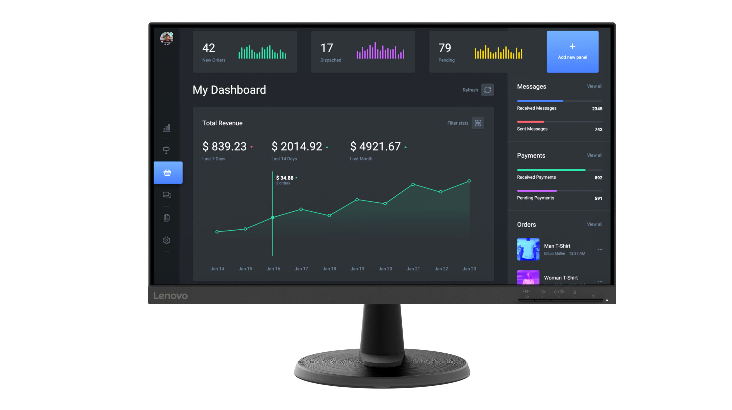 Lenovo C24-40 monitor komputerowy 60,5 cm (23.8") 1920 x 1080 px Full HD LED Czarny