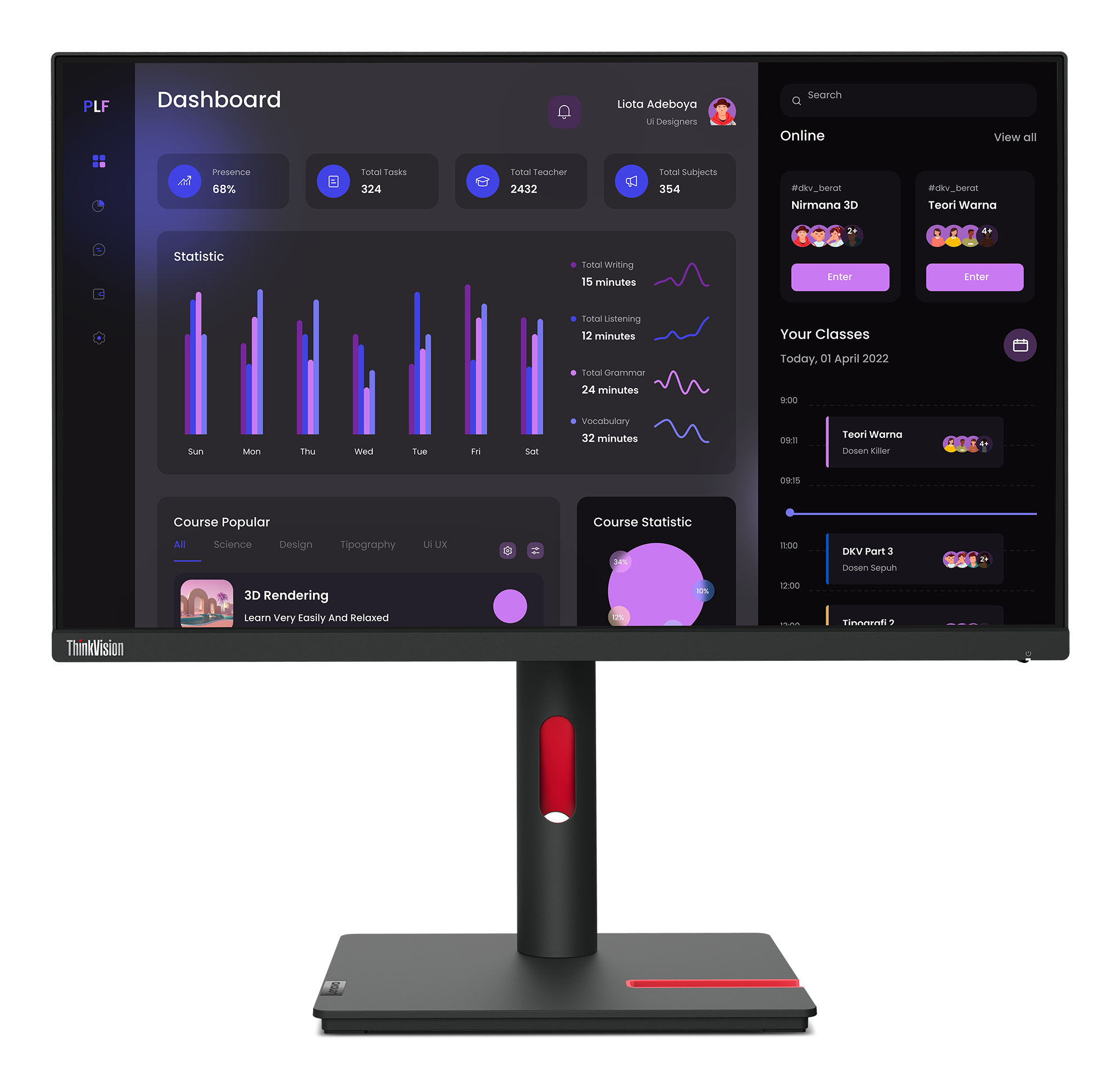 Lenovo ThinkVision T24i-30 monitor komputerowy 60,5 cm (23.8") 1920 x 1080 px Full HD LED Czarny