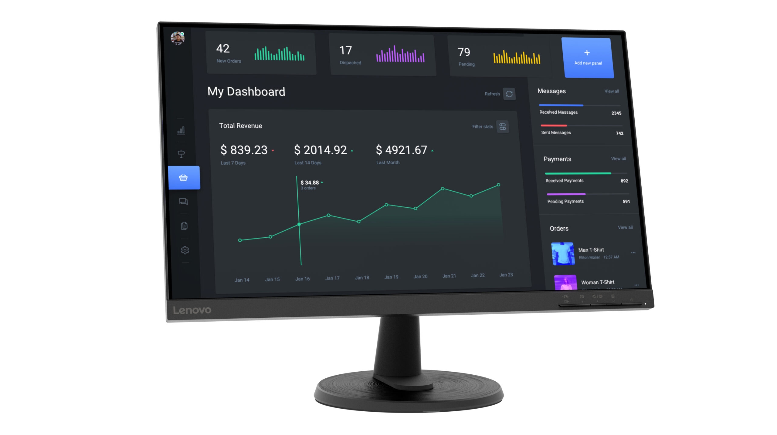 Lenovo C24-40 monitor komputerowy 60,5 cm (23.8") 1920 x 1080 px Full HD LED Czarny - obrazek 4