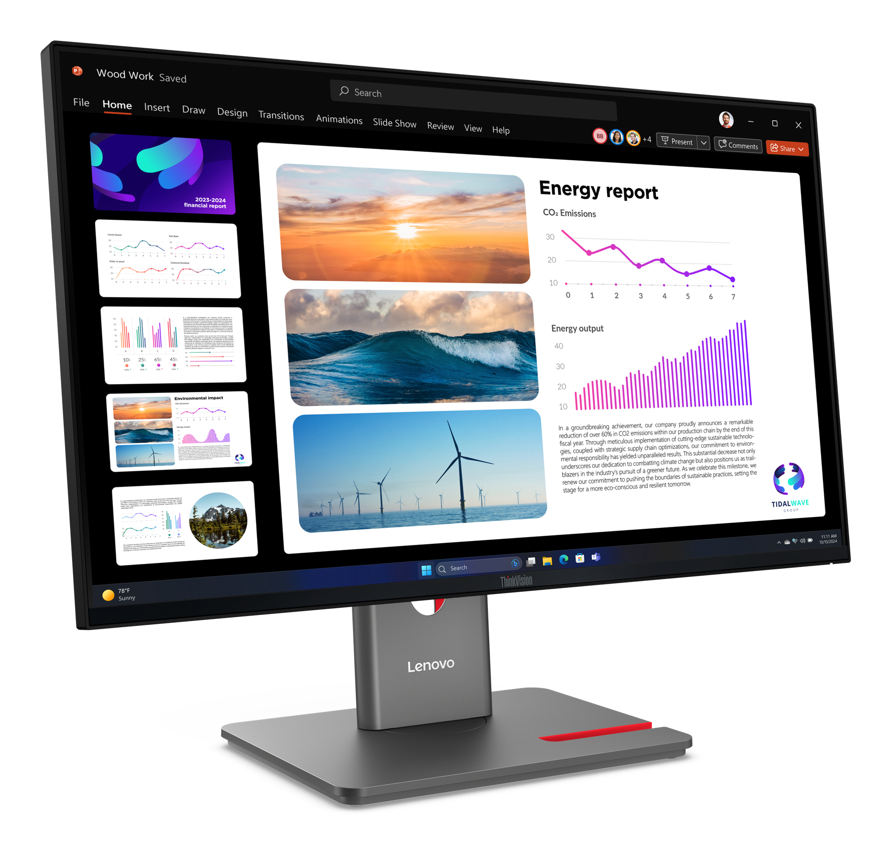Lenovo ThinkVision P24Q-40 monitor komputerowy 60,5 cm (23.8") 2560 x 1440 px Quad HD LCD Czarny - obrazek 4