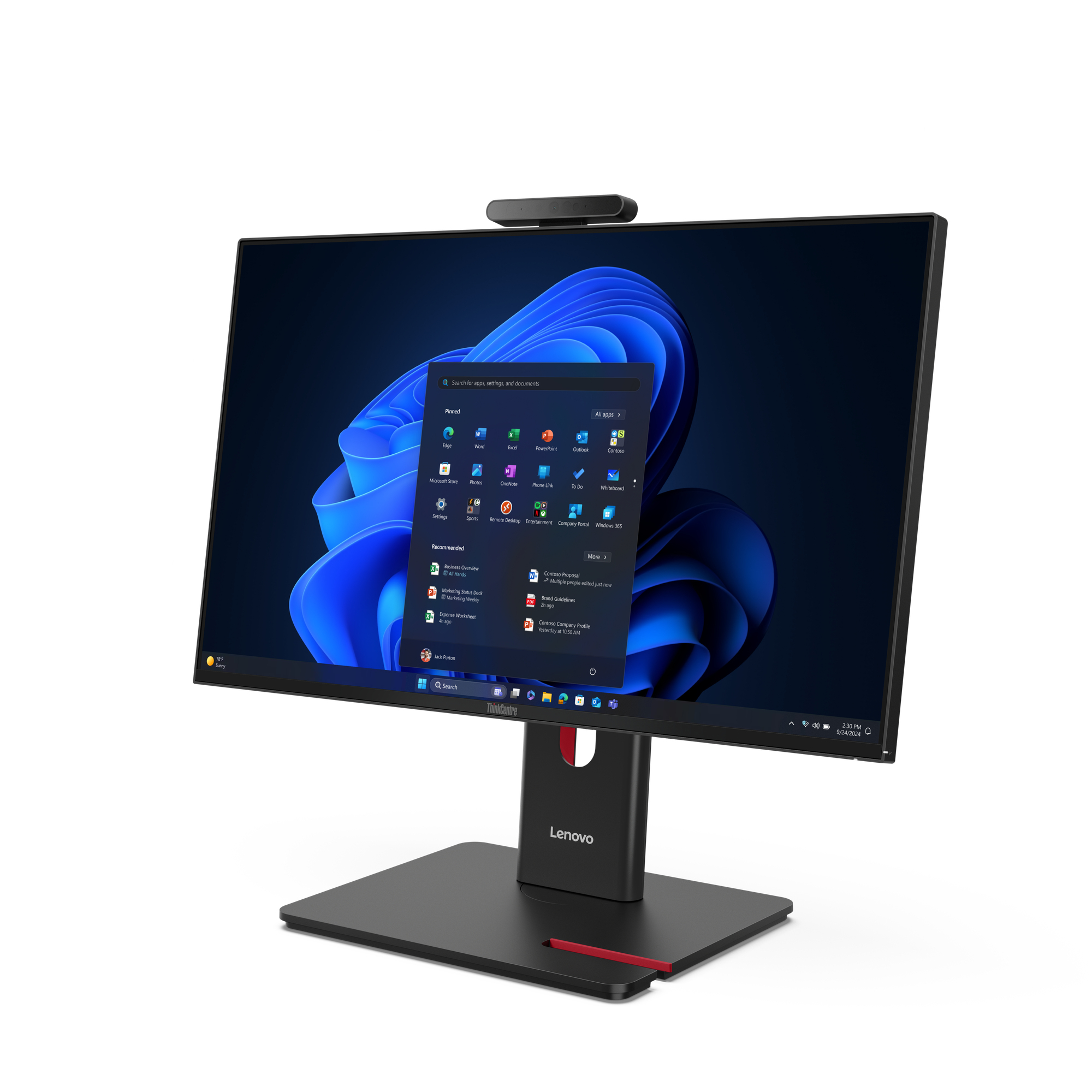 Lenovo ThinkCentre M70a Gen 6 Intel Core Ultra 5 235T 60,5 cm (23.8") 1920 x 1080 px All-in-One PC 16 GB DDR5-SDRAM 512 GB SSD Windows 11 Pro Wi-Fi 6E (802.11ax) Czarny - obrazek 2