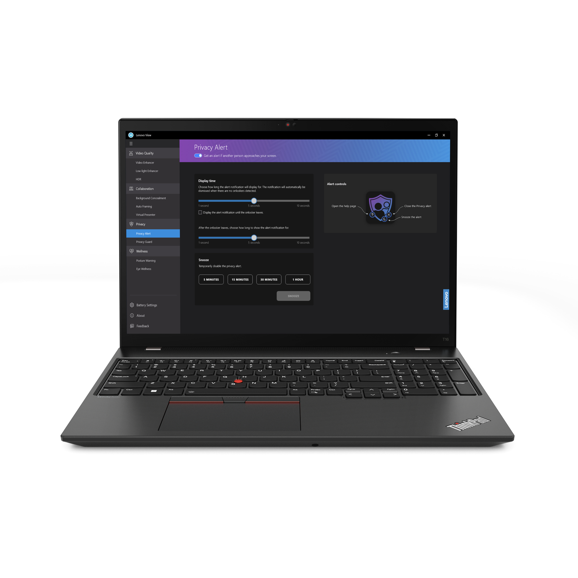 Lenovo ThinkPad T16 Gen 2 (AMD) AMD Ryzen™ 5 PRO 7540U Laptop 40,6 cm (16") WUXGA 16 GB LPDDR5x-SDRAM 512 GB SSD Wi-Fi 6E (802.11ax) Windows 11 Pro Angielski Czarny - obrazek 3