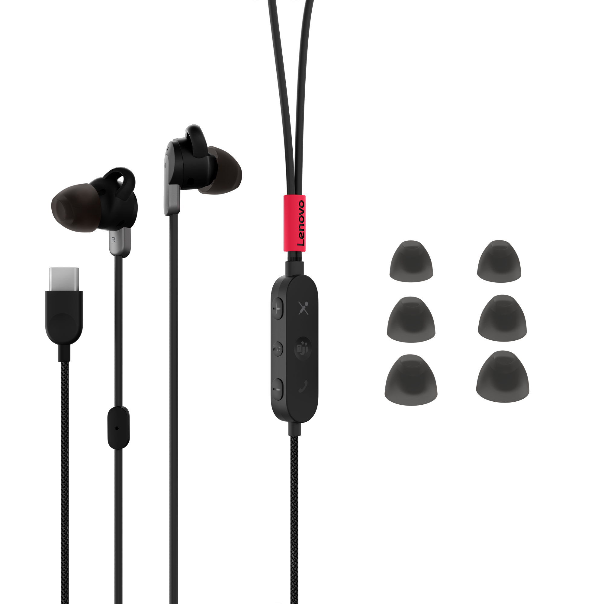 Lenovo 4XD1C99220 słuchawki/zestaw słuchawkowy Przewodowa Douszny Muzyka/dzień powszedni USB Type-C Czarny - obrazek 4