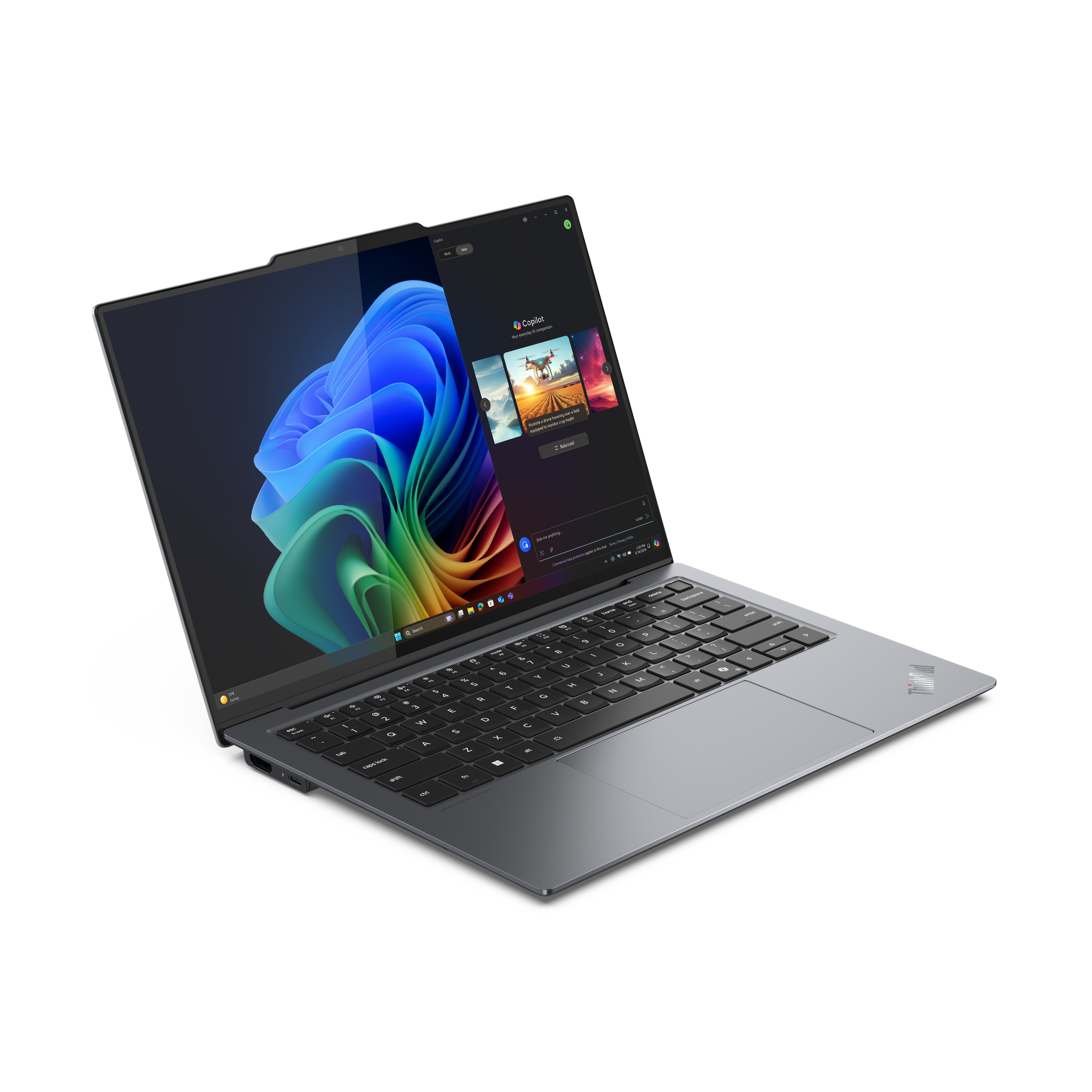 Lenovo ThinkPad X9-14 Gen 1 Copilot+ PC Intel Core Ultra 7 258V Laptop 35,6 cm (14") WUXGA 32 GB LPDDR5x-SDRAM 1 TB SSD Wi-Fi 7 (802.11be) Windows 11 Pro Niemiecki Szary - obrazek 4