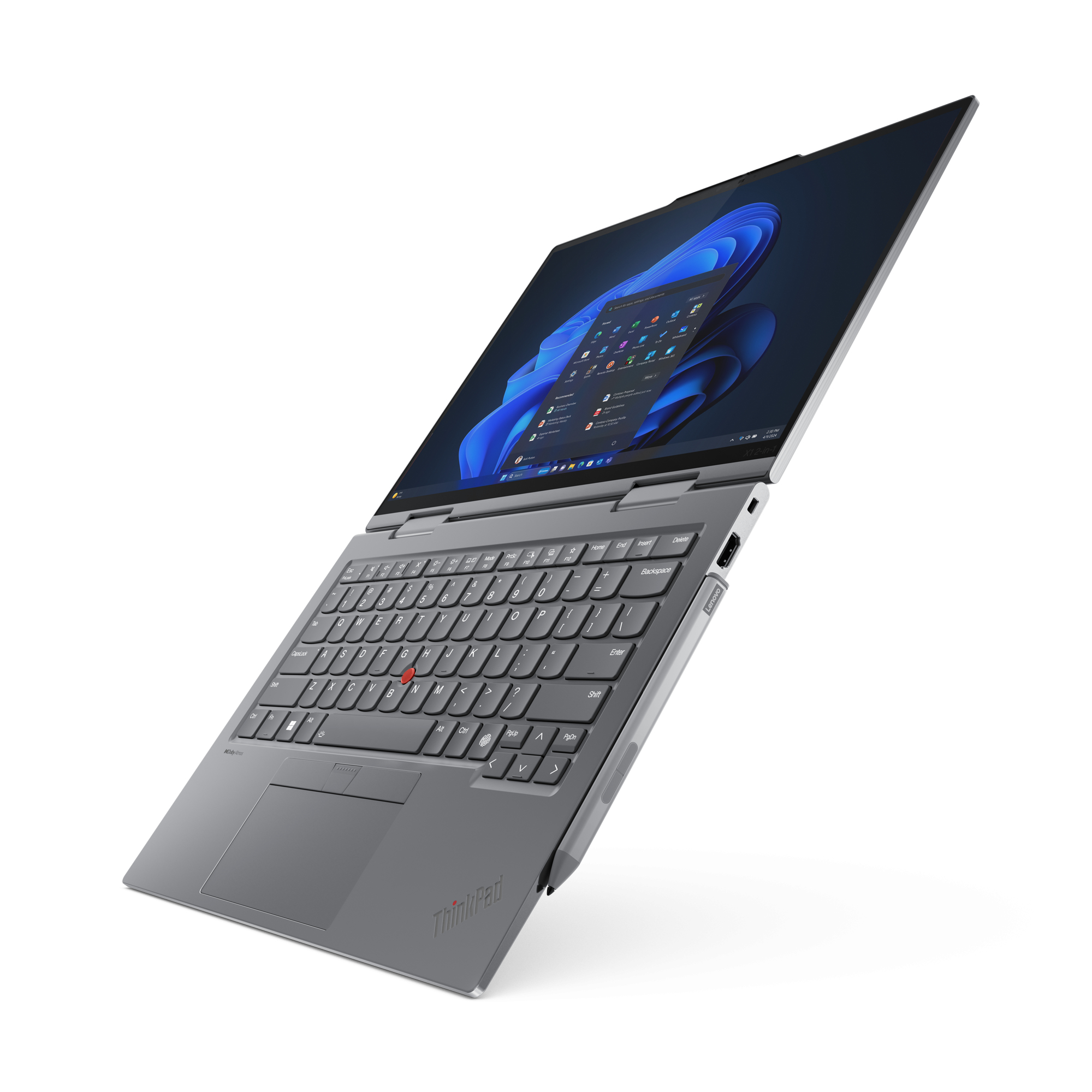 Lenovo ThinkPad X1 2-in-1 Gen 9 Intel Core Ultra 7 155U Hybryda (2w1) 35,6 cm (14") Ekran dotykowy WUXGA 16 GB LPDDR5x-SDRAM 1 TB SSD Wi-Fi 6E (802.11ax) Windows 11 Pro Angielski Szary - obrazek 4