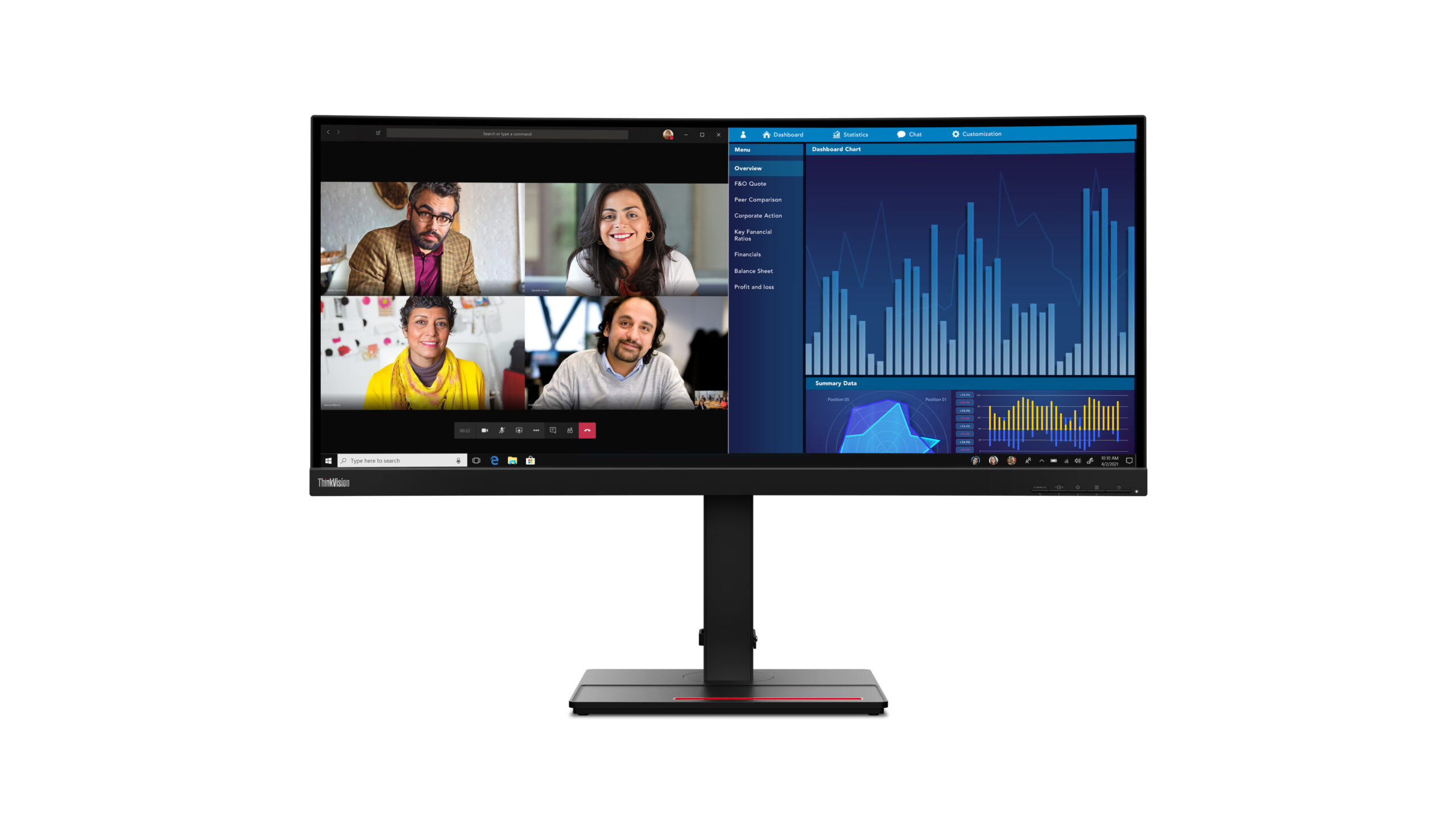 Lenovo ThinkVision P34w-20 monitor komputerowy 86,7 cm (34.1") 3440 x 1440 px Wide Quad HD LED Czarny