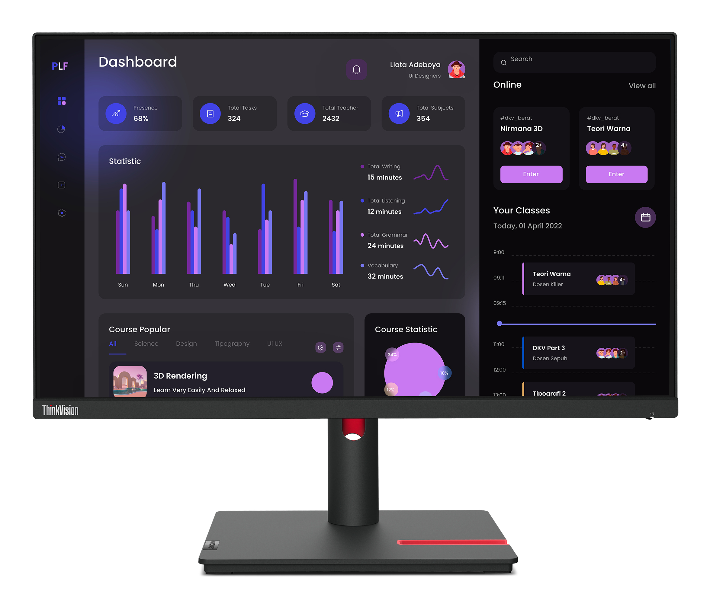 Lenovo ThinkVision T24i-30 monitor komputerowy 60,5 cm (23.8") 1920 x 1080 px Full HD LED Czarny - obrazek 5