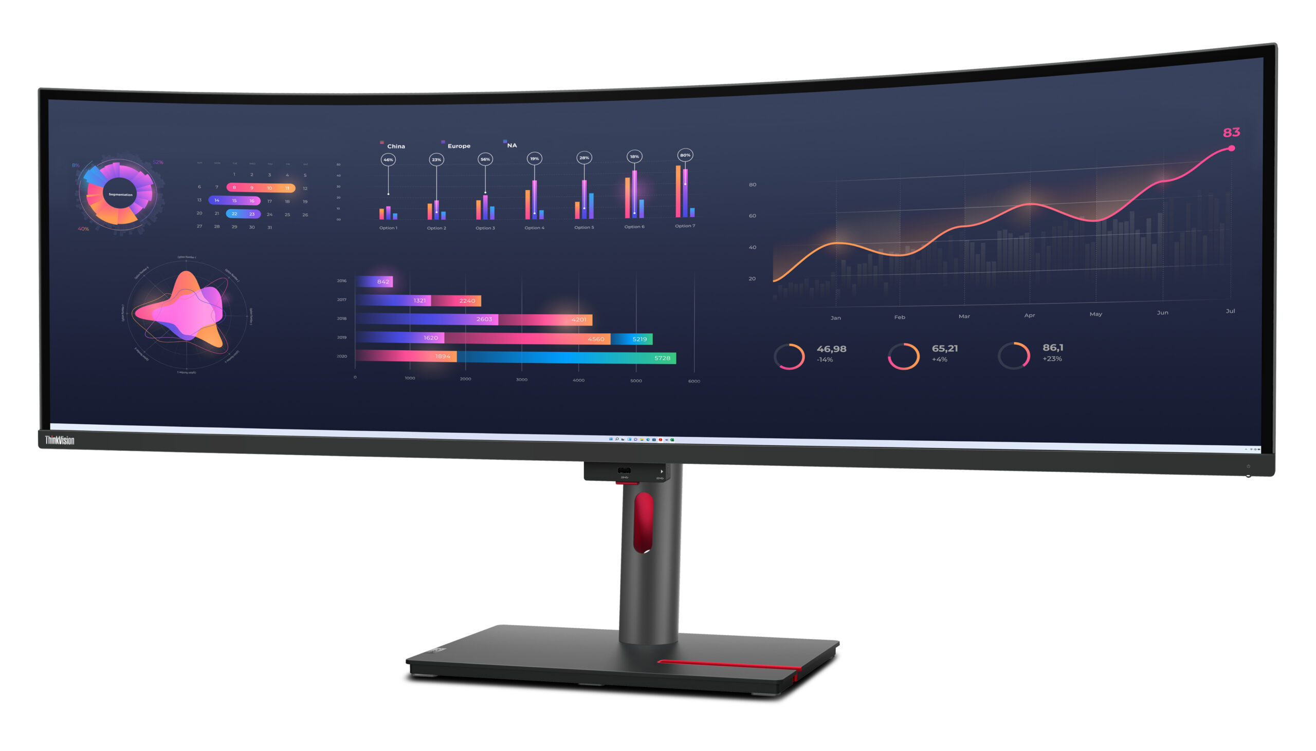 Lenovo ThinkVision P49w-30 monitor komputerowy 124,5 cm (49") 5120 x 1440 px Dual WQHD LED Czarny - obrazek 3