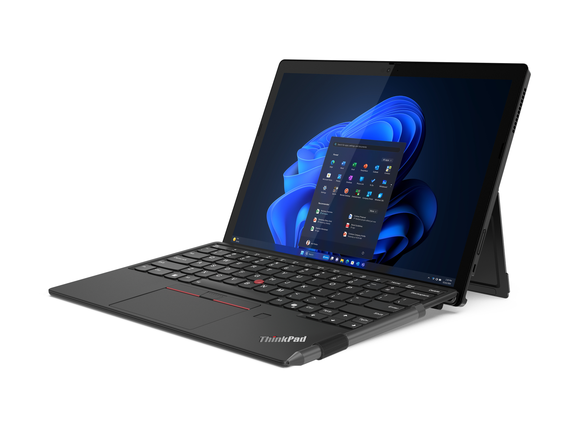 Lenovo ThinkPad X12 Detachable Gen 2 Intel Core Ultra 5 134U Hybryda (2w1) 31,2 cm (12.3") Ekran dotykowy Full HD+ 16 GB LPDDR5x-SDRAM 512 GB SSD Wi-Fi 6E (802.11ax) Windows 11 Pro Niemiecki Czarny - obrazek 3