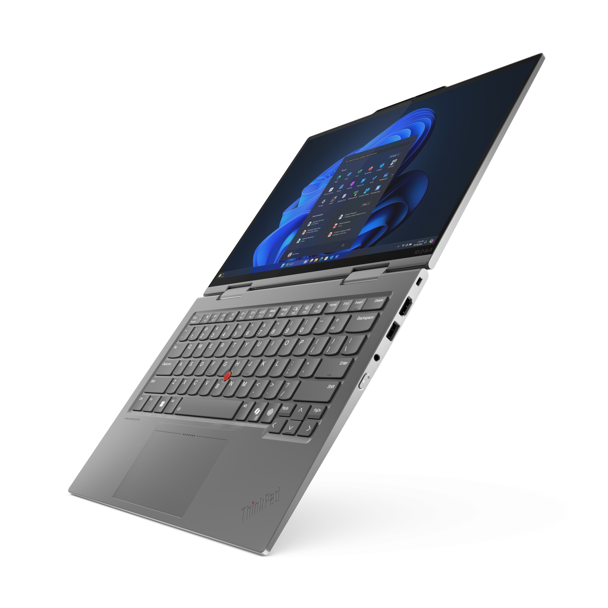 Lenovo ThinkPad X1 2-in-1 Gen 10 Aura Edition Copilot+ PC Intel Core Ultra 7 258V Hybryda (2w1) 35,6 cm (14") Ekran dotykowy 2.8K 32 GB LPDDR5x-SDRAM 1 TB SSD Wi-Fi 7 (802.11be) Windows 11 Pro Węgierski Szary - obrazek 4