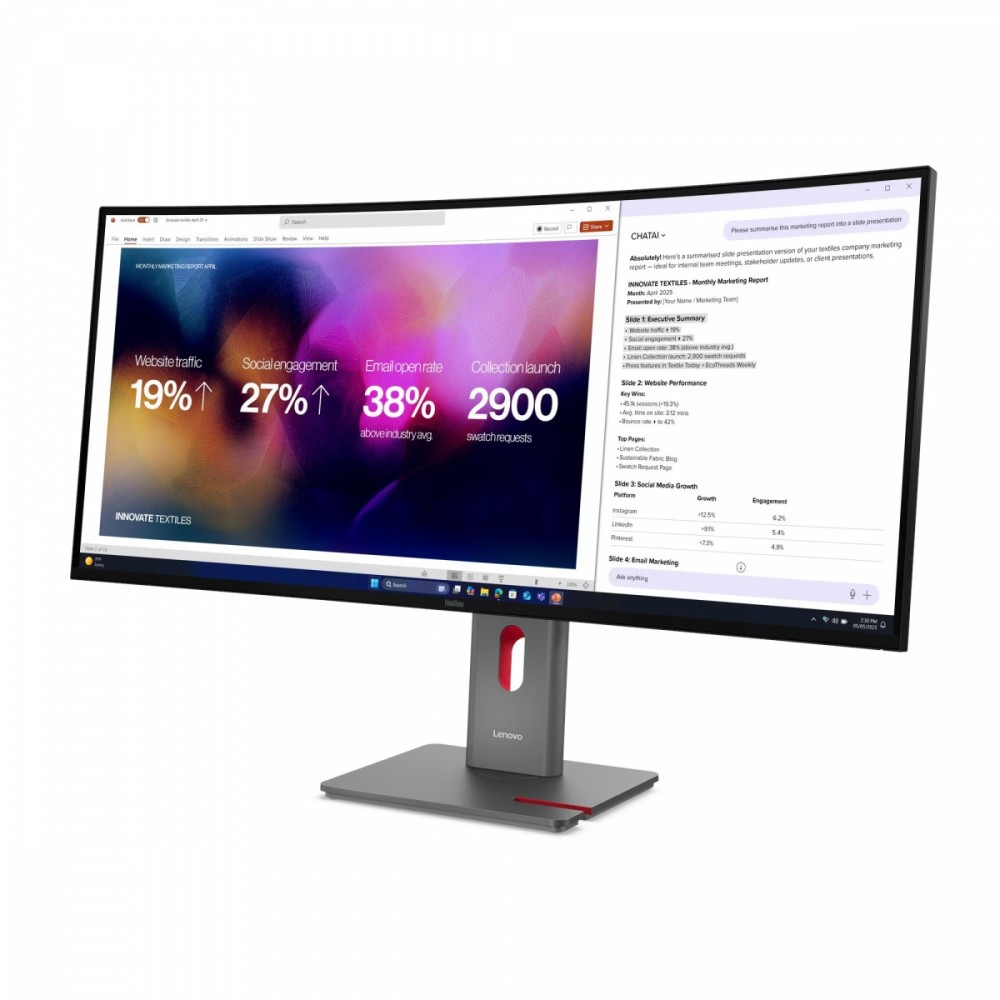 Lenovo ThinkVision P40WD-40 monitor komputerowy 100,8 cm (39.7") 5120 x 2160 px LCD Czarny - obrazek 3