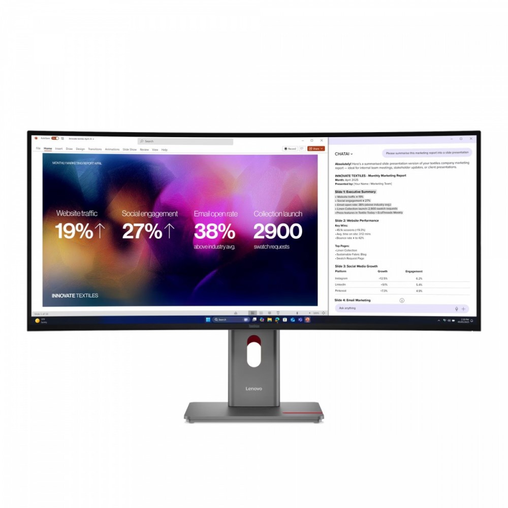 Lenovo ThinkVision P40WD-40 monitor komputerowy 100,8 cm (39.7") 5120 x 2160 px LCD Czarny