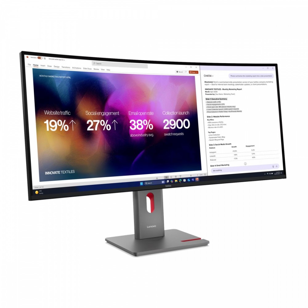 Lenovo ThinkVision P40WD-40 monitor komputerowy 100,8 cm (39.7") 5120 x 2160 px LCD Czarny - obrazek 2