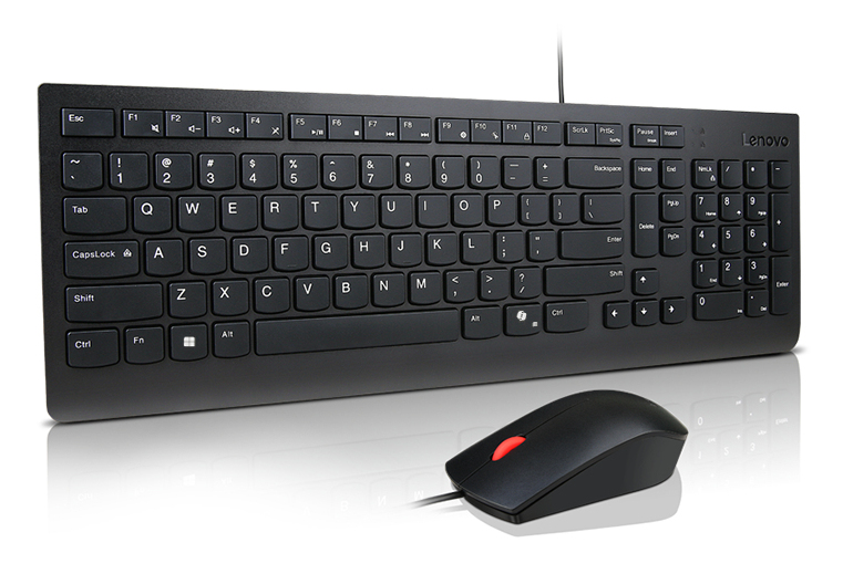 Lenovo Essential Wired Combo Black US Euro klawiatura Dołączona myszka Uniwersalne USB Czarny - obrazek 2