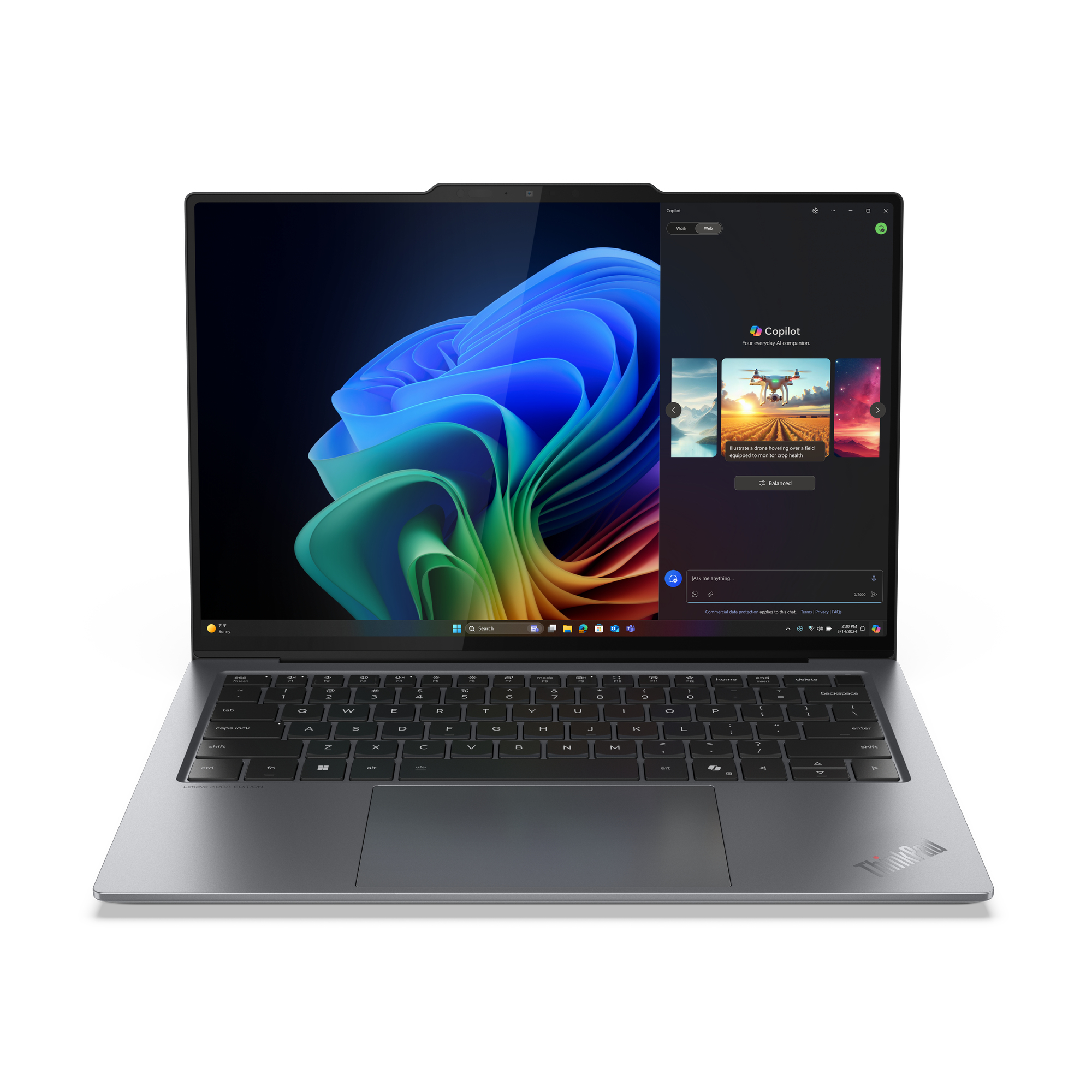 Lenovo ThinkPad X9-14 Gen 1 Aura Edition Copilot+ PC Intel Core Ultra 5 228V Laptop 35,6 cm (14") WUXGA 32 GB LPDDR5x-SDRAM 512 GB SSD Wi-Fi 7 (802.11be) Windows 11 Pro Skandynawia Szary