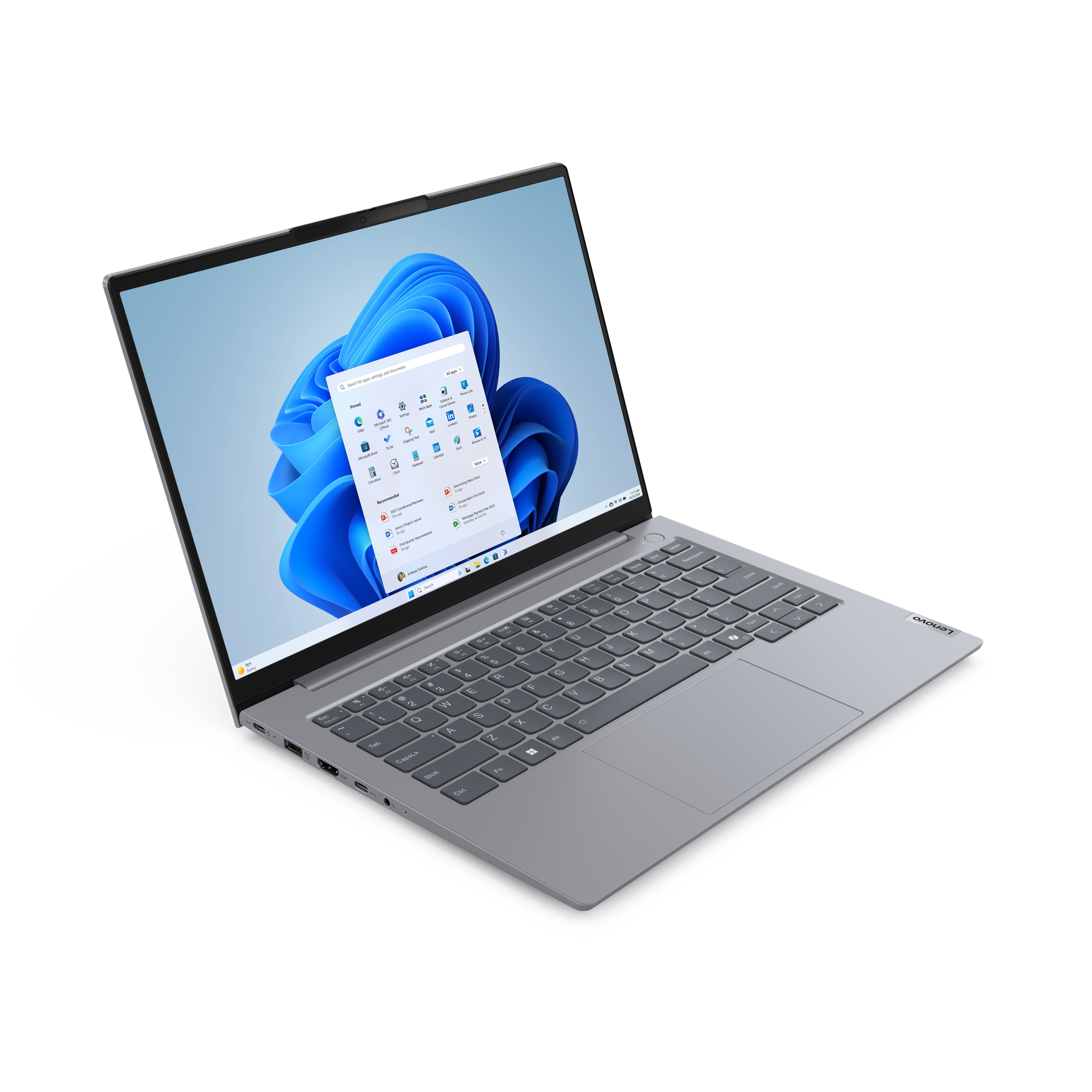 Lenovo ThinkBook 14 G7 ARP AMD Ryzen™ 5 7535HS Laptop 35,6 cm (14") WUXGA 16 GB DDR5-SDRAM 512 GB SSD Wi-Fi 6E (802.11ax) Windows 11 Pro Angielski Szary - obrazek 2